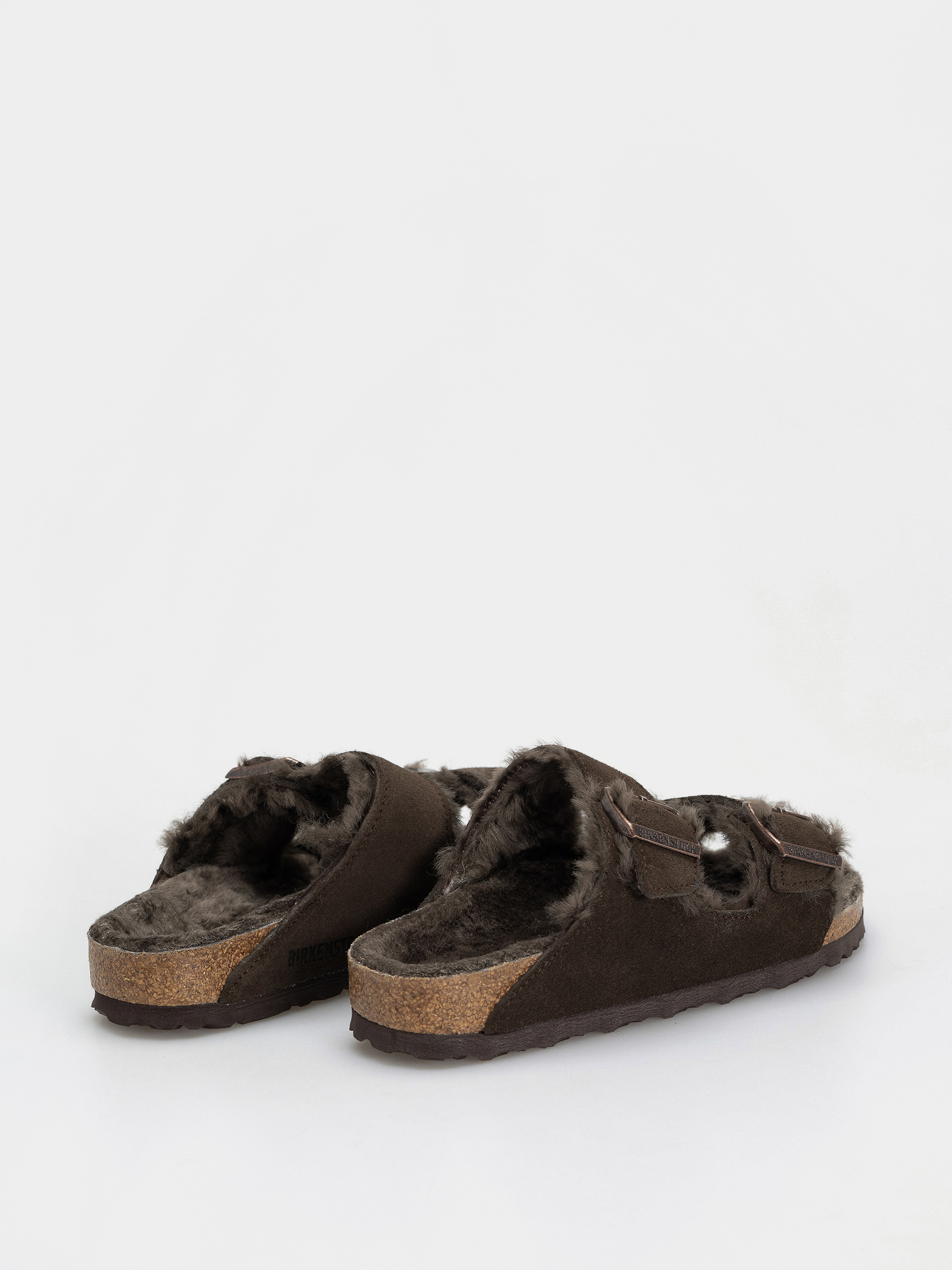 Klapki Birkenstock Arizona Shearling Suede Leather Fur Narrow Wmn (mocha)