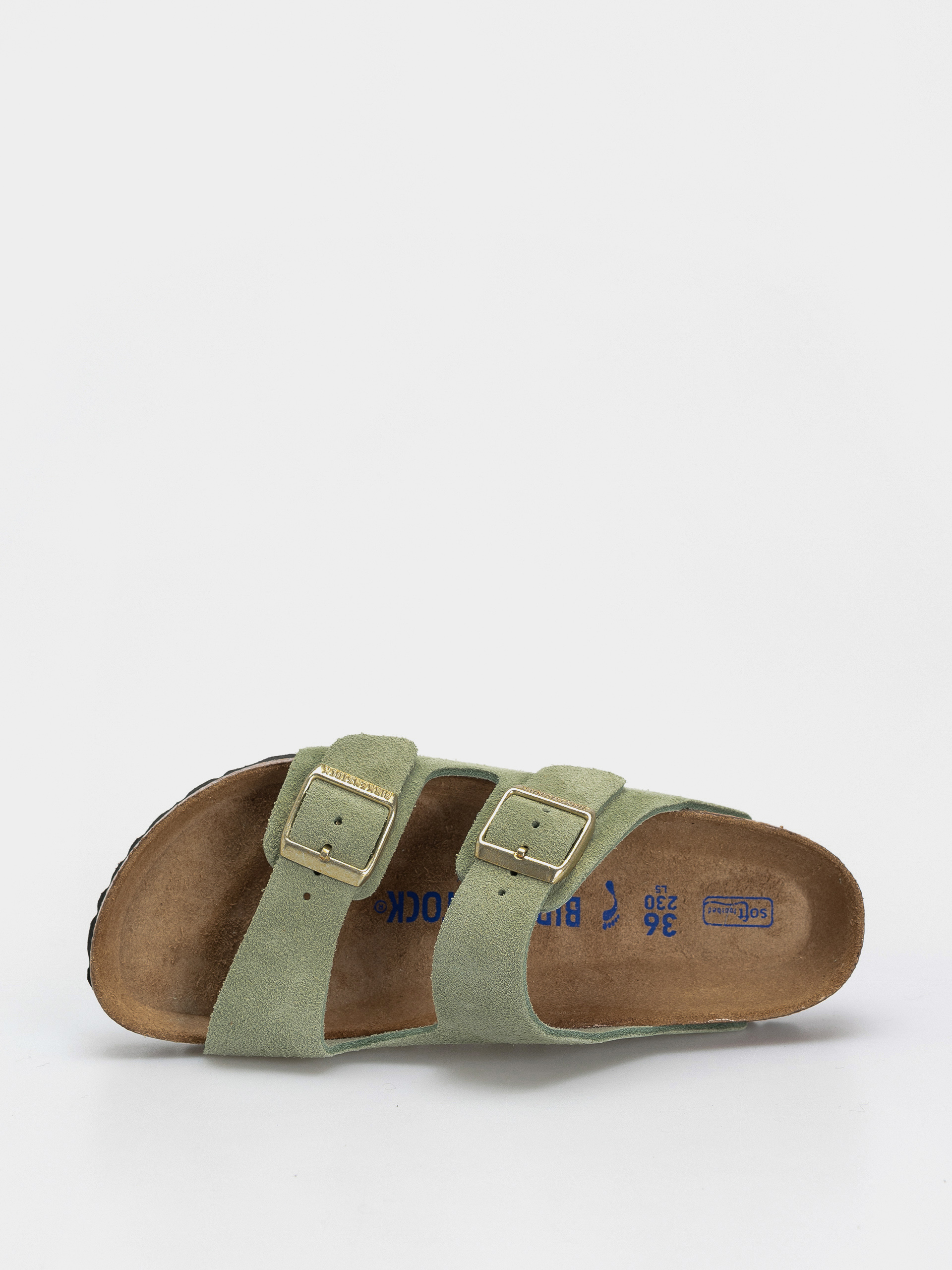 Klapki Birkenstock Arizona Soft Footbed Suede Leather Narrow Wmn (green tea)