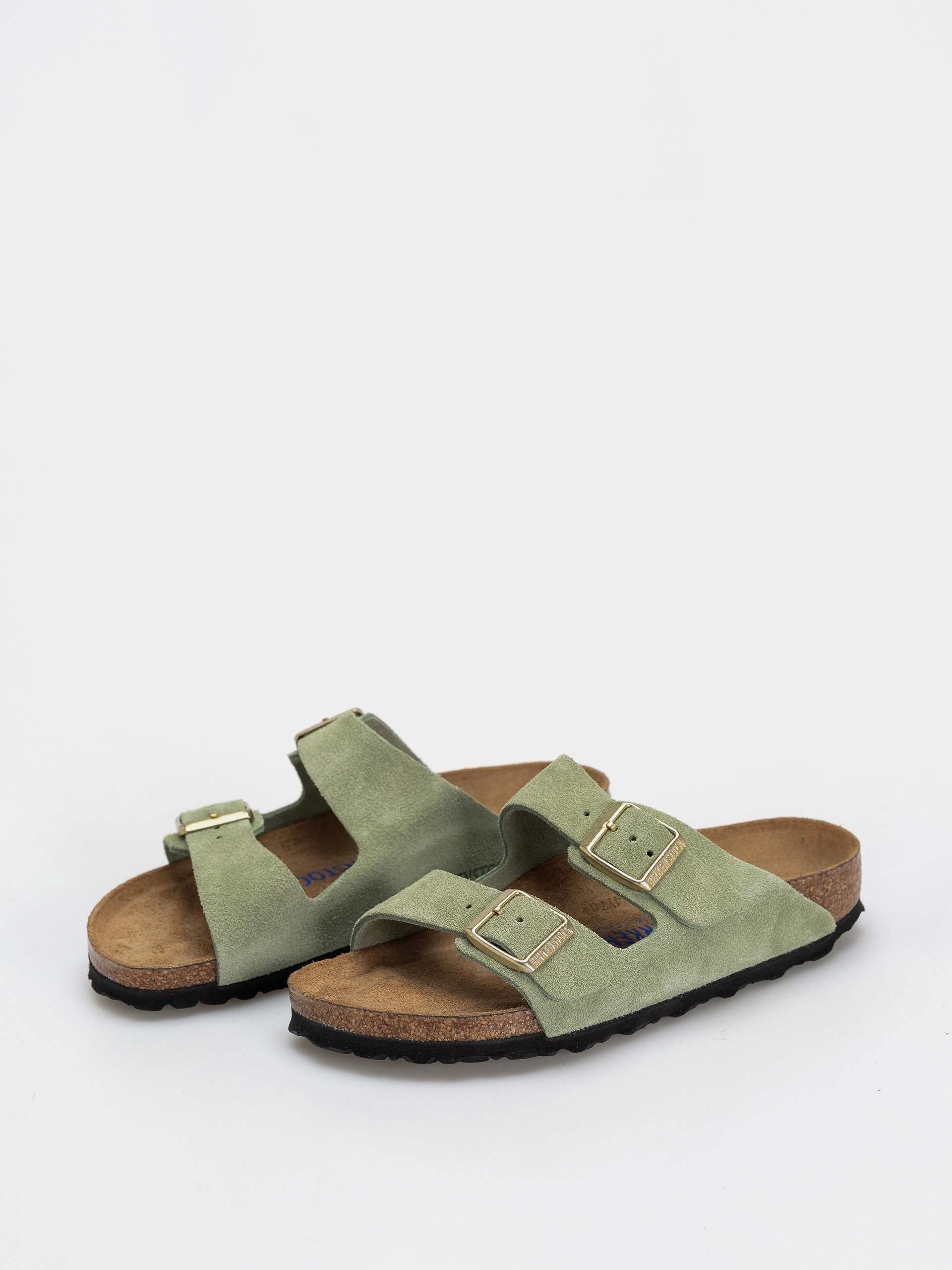 Klapki Birkenstock Arizona Soft Footbed Suede Leather Narrow Wmn (green tea)