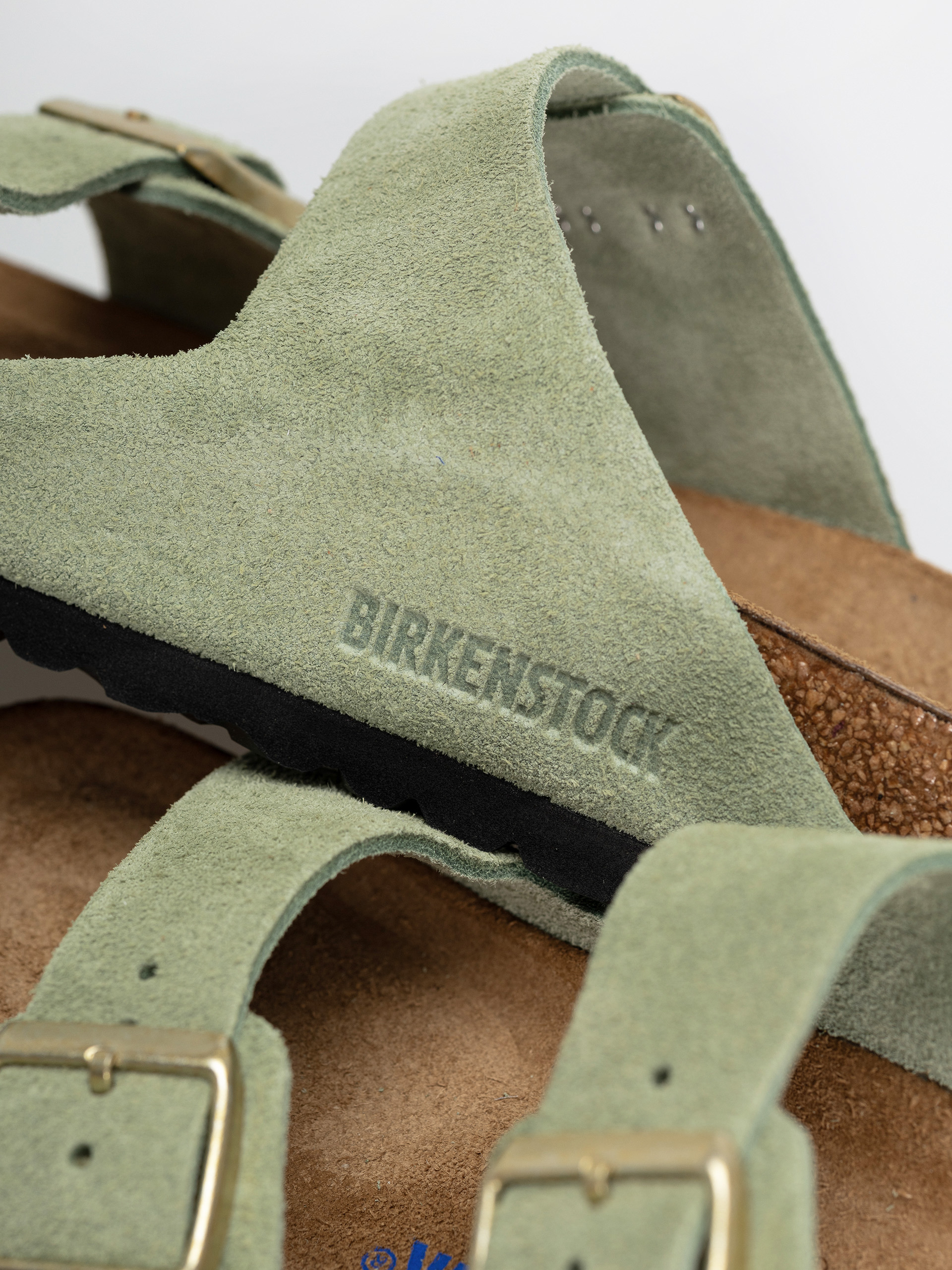 Klapki Birkenstock Arizona Soft Footbed Suede Leather Narrow Wmn (green tea)
