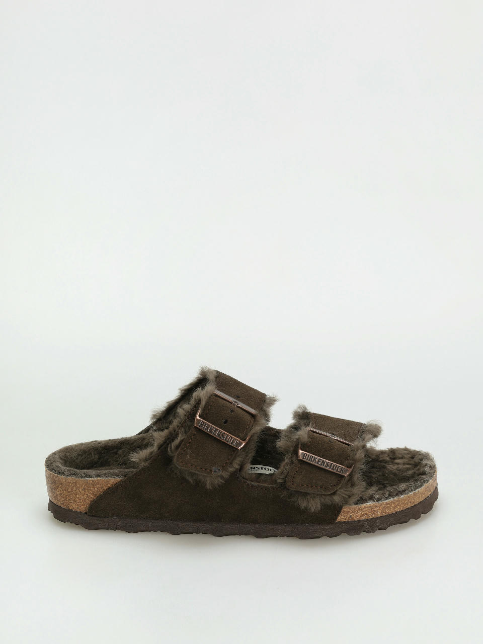 Klapki Birkenstock Arizona Shearling Suede Leather Fur Narrow Wmn (mocha)