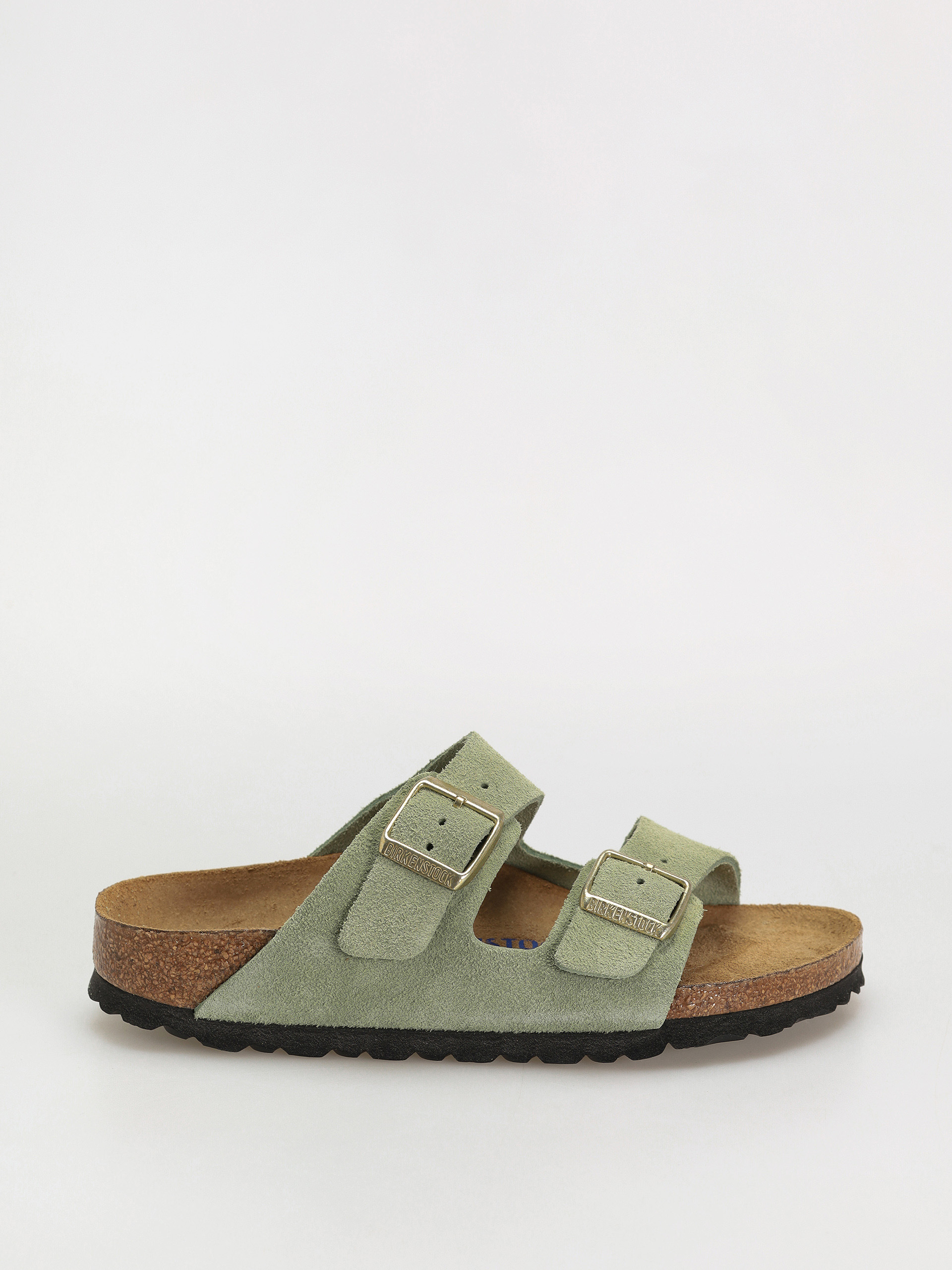 Klapki Birkenstock Arizona Soft Footbed Suede Leather Narrow Wmn (green tea)