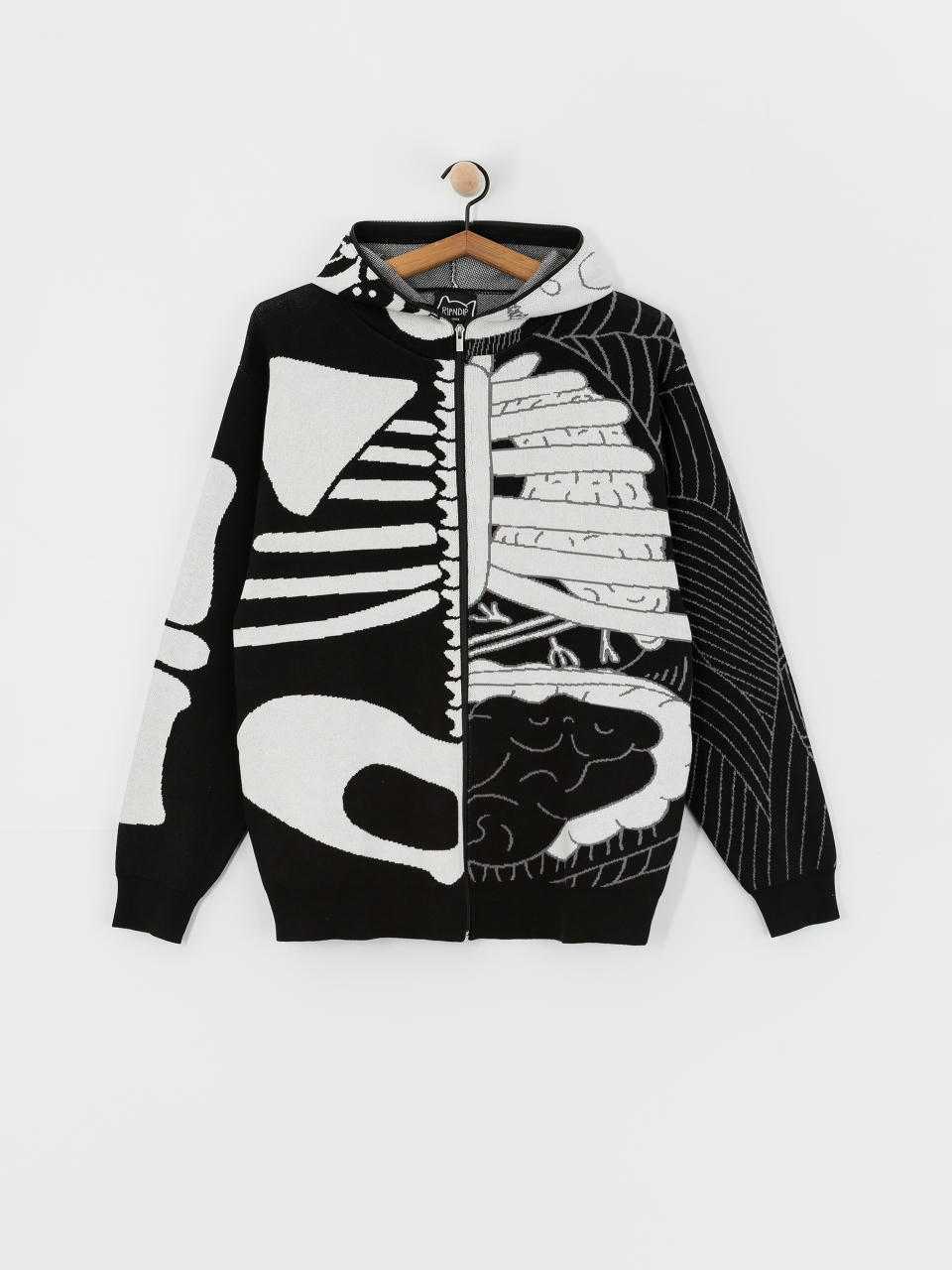 Bluza z kapturem RipNDip Skelly Nerm Knit HD (black/white)