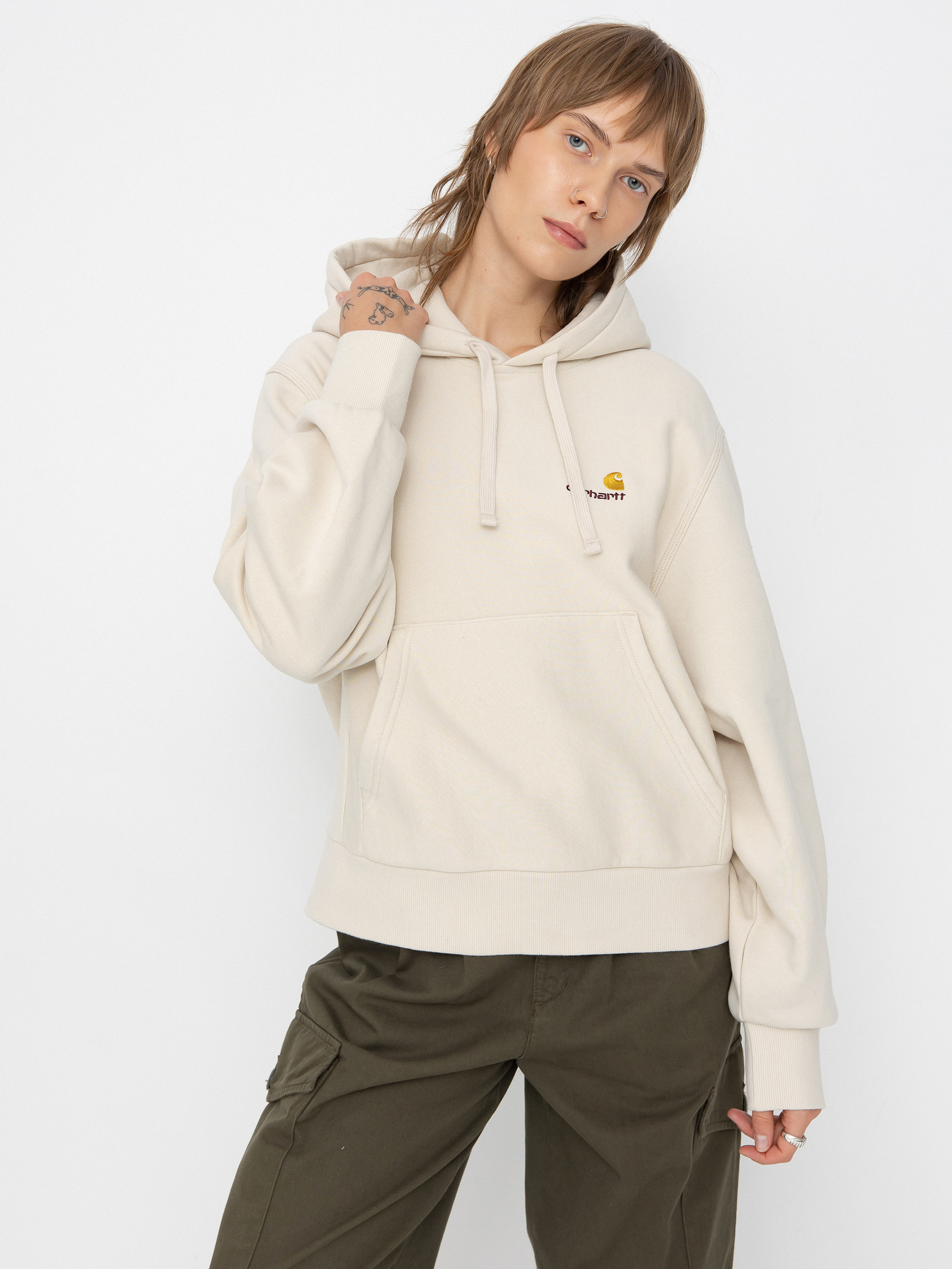 Bluza z kapturem Carhartt WIP American Script HD Wmn (moonbeam)