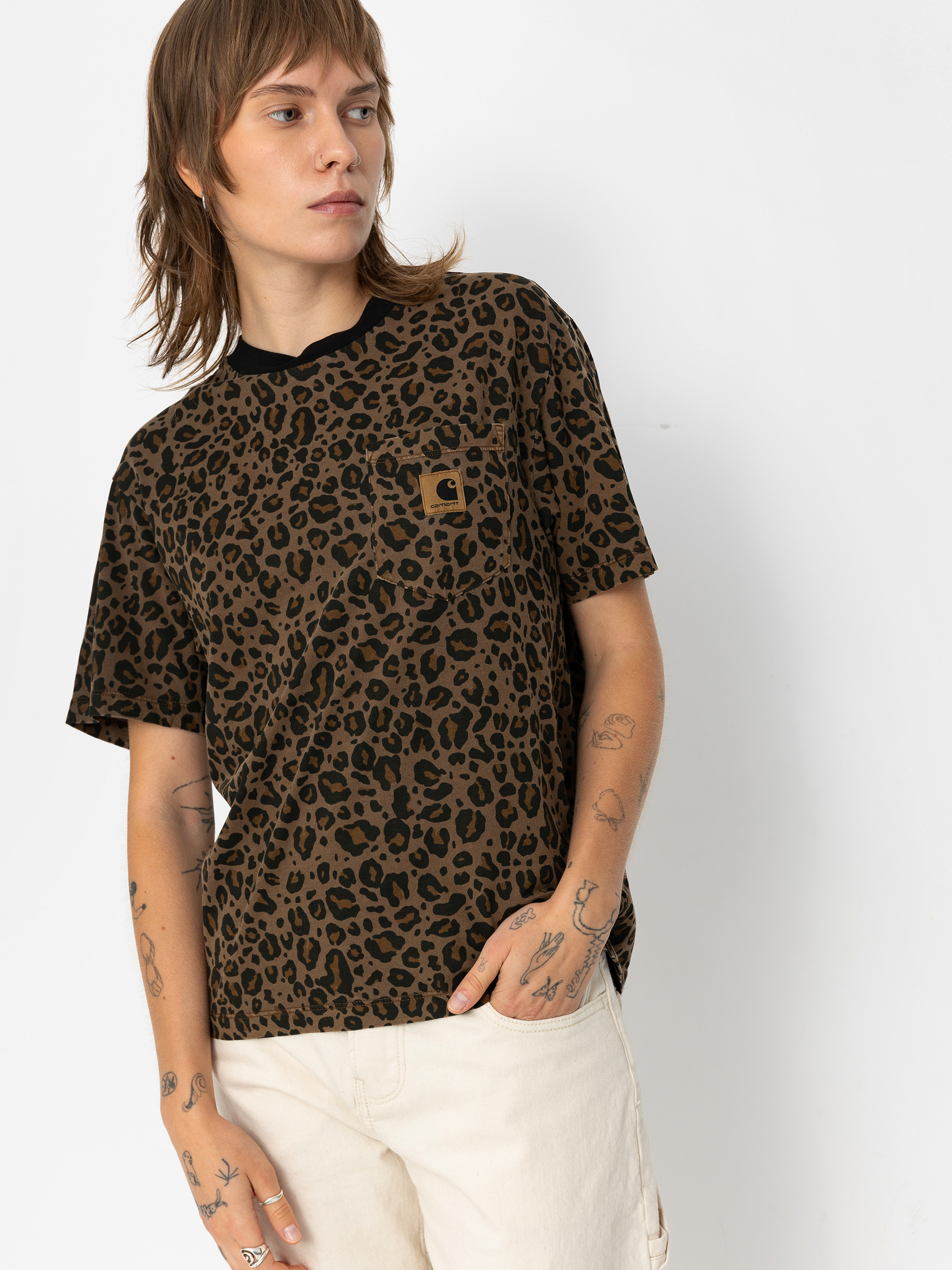 T-shirt Carhartt WIP Leo Pocket Wmn (camo leo/tamarind)