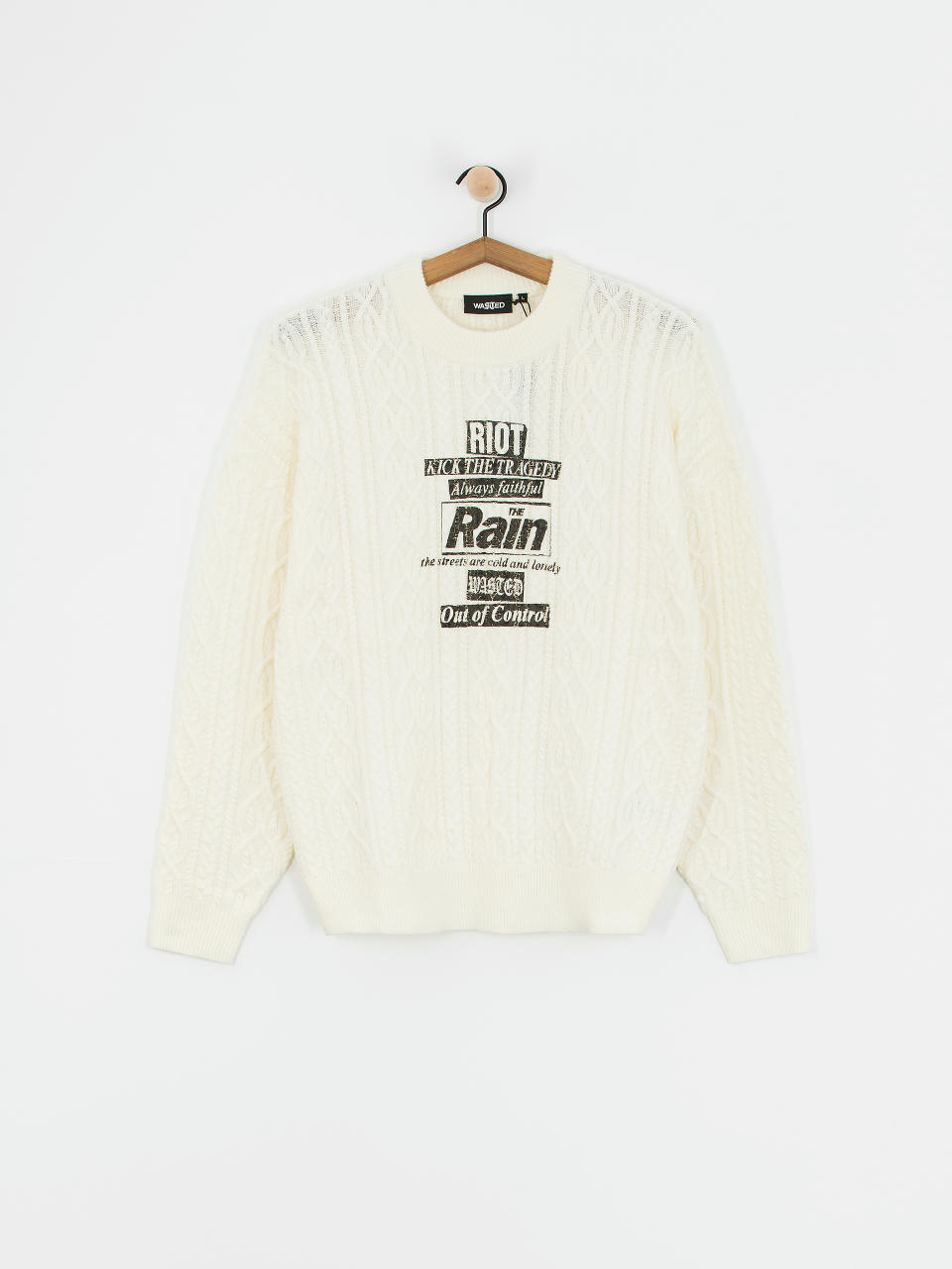 Sweter Wasted Paris Rain Cable Knit (off white)