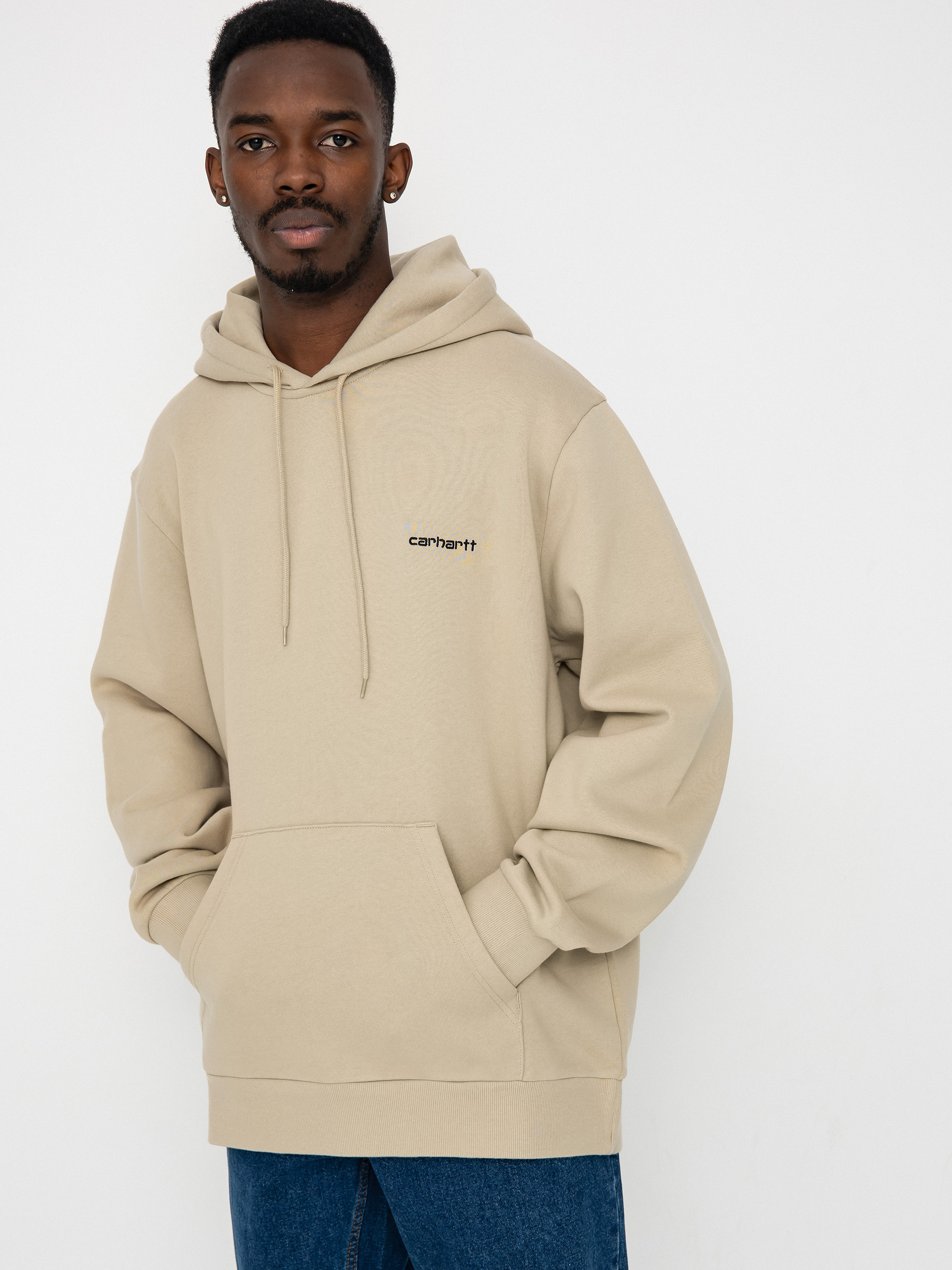 Bluza z kapturem Carhartt WIP Script Embroidery HD (wall/black)