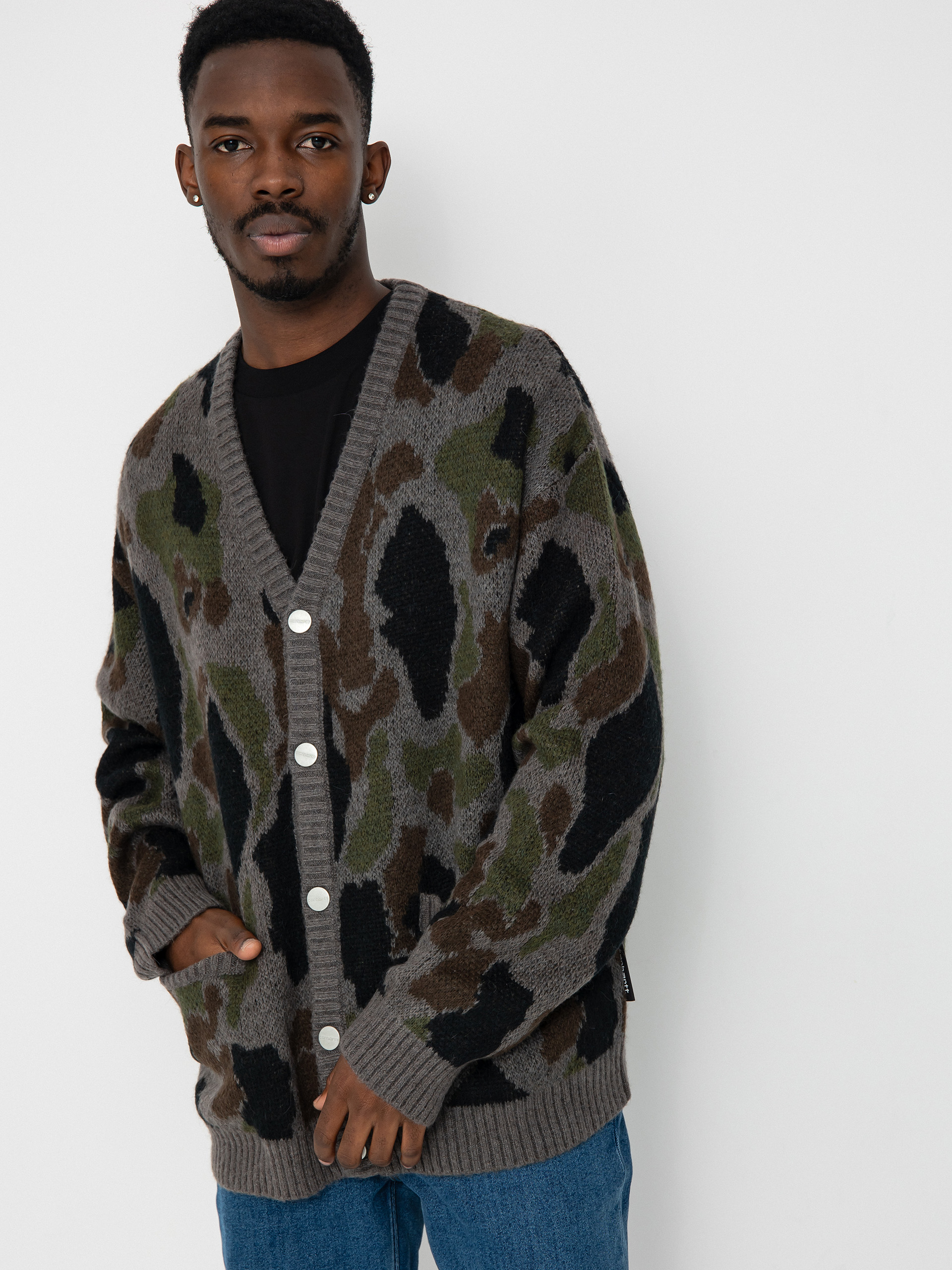 Sweter Carhartt WIP Merton Cardigan (camo duck jacquard/grey)