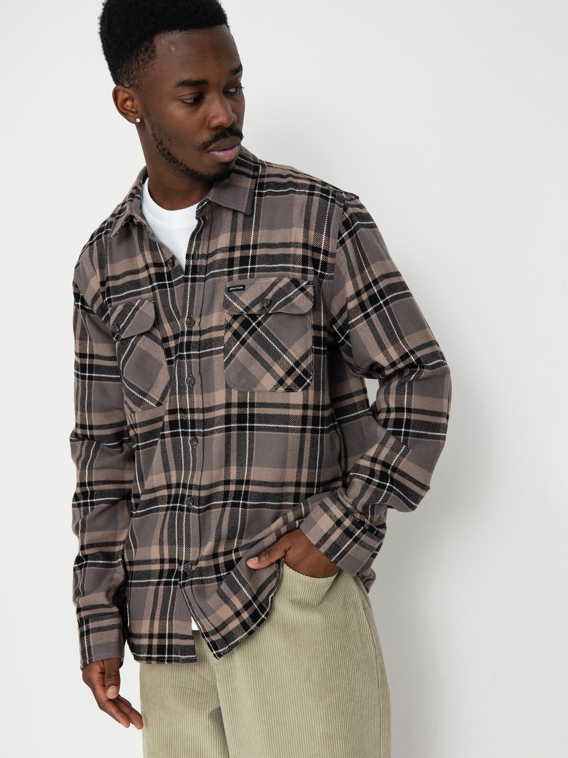 Koszula Brixton Bowery Flannel Ls (charcoal/black/cinder grey)