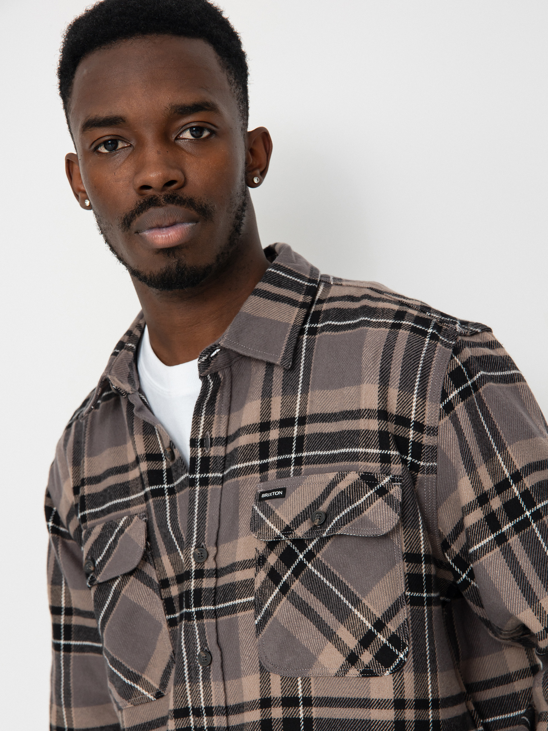 Koszula Brixton Bowery Flannel Ls (charcoal/black/cinder grey)