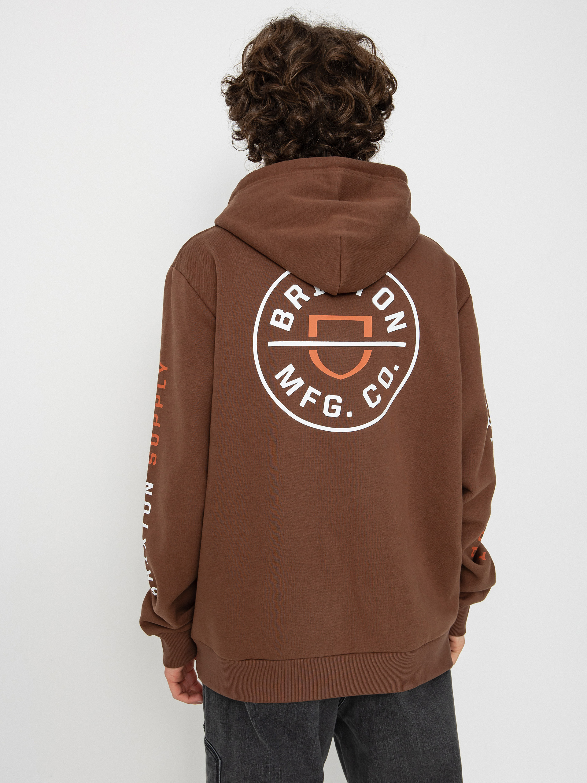 Bluza z kapturem Brixton Crest HD (pinecone brown/rust orange/whi)