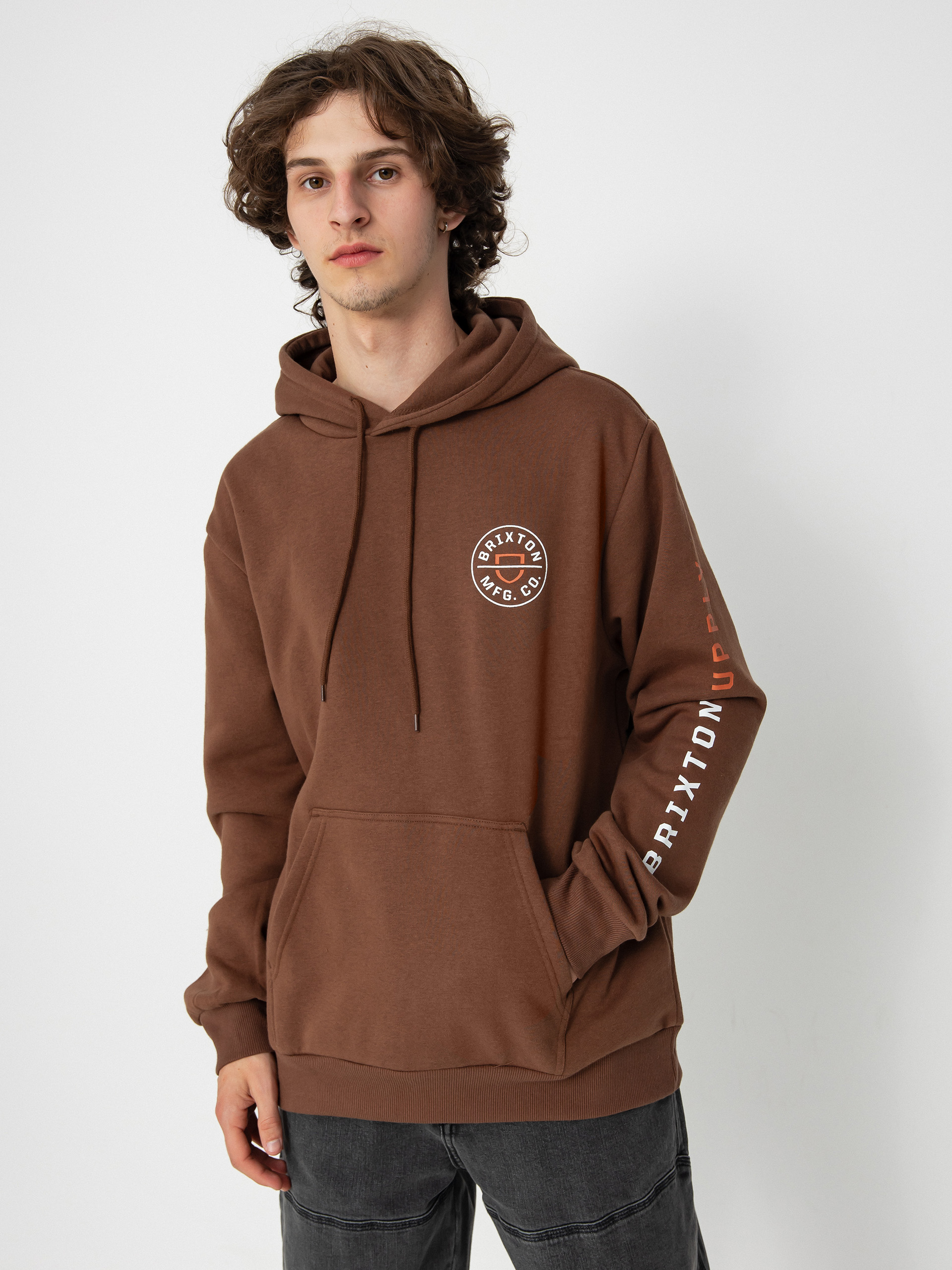 Bluza z kapturem Brixton Crest HD (pinecone brown/rust orange/whi)
