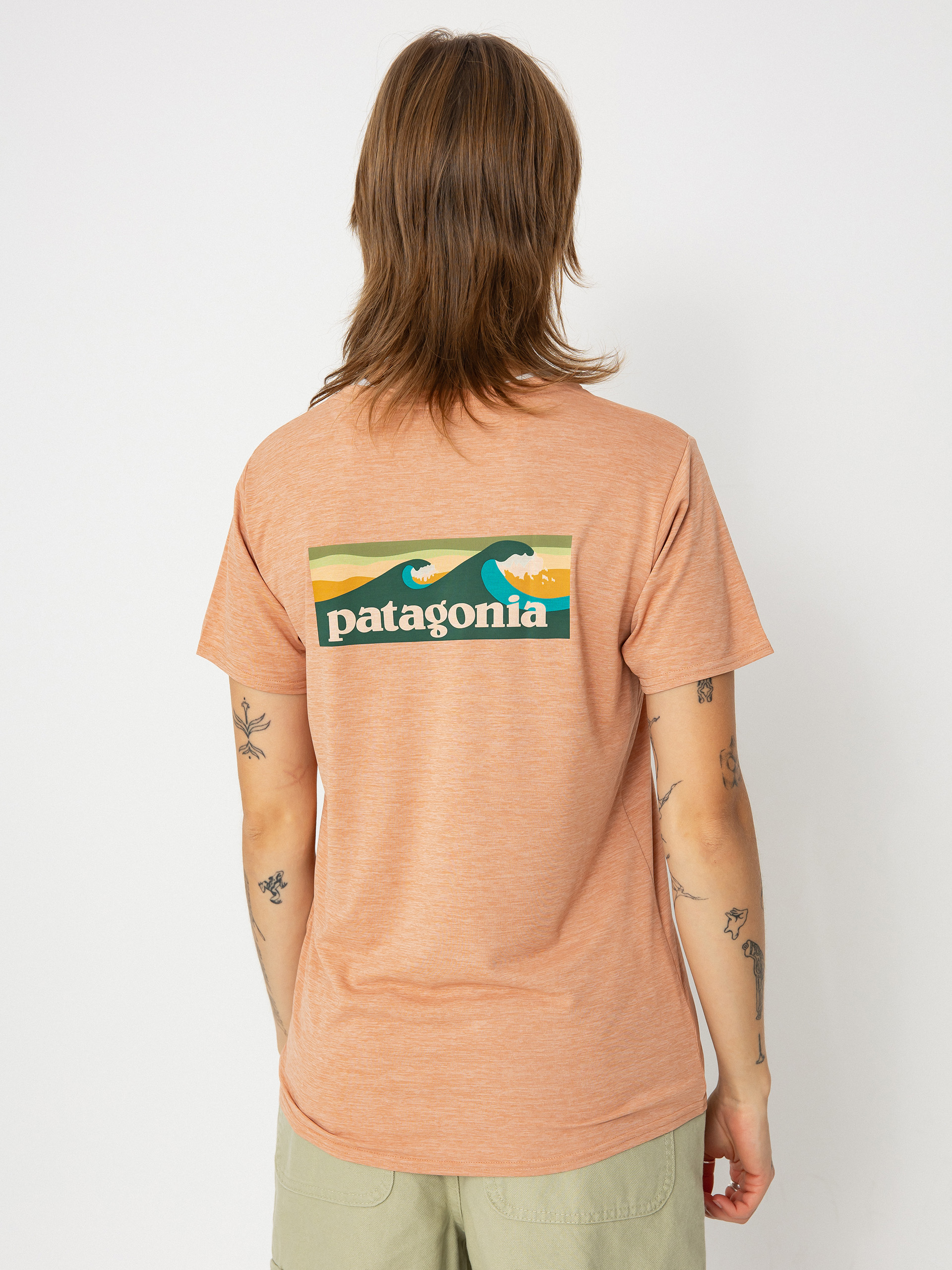 T-shirt Patagonia Cap Cool Daily Graphic Waters Wmn (boardshort logo terra pink x dye)