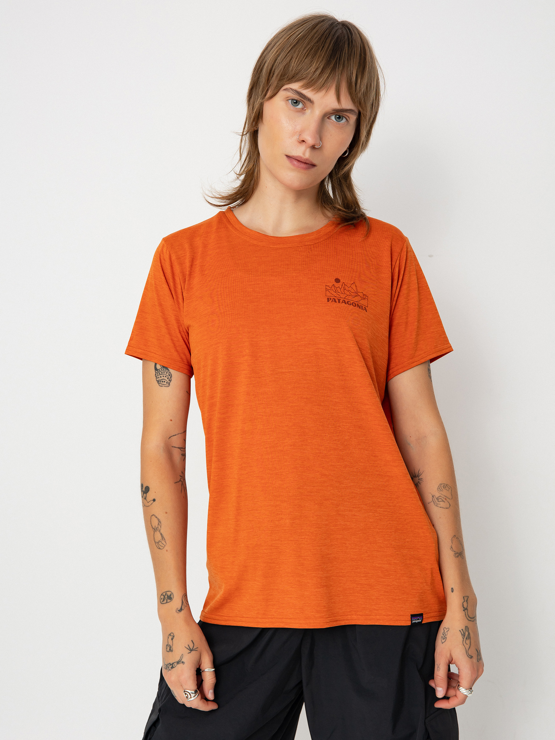 T-shirt Patagonia Cap Cool Daily Graphic Lands Wmn (trailways redtail rust x dye)