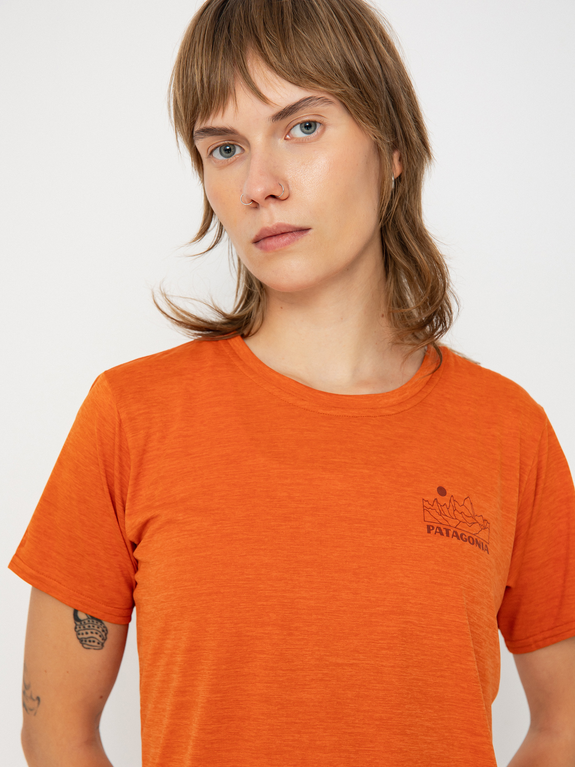 T-shirt Patagonia Cap Cool Daily Graphic Lands Wmn (trailways redtail rust x dye)