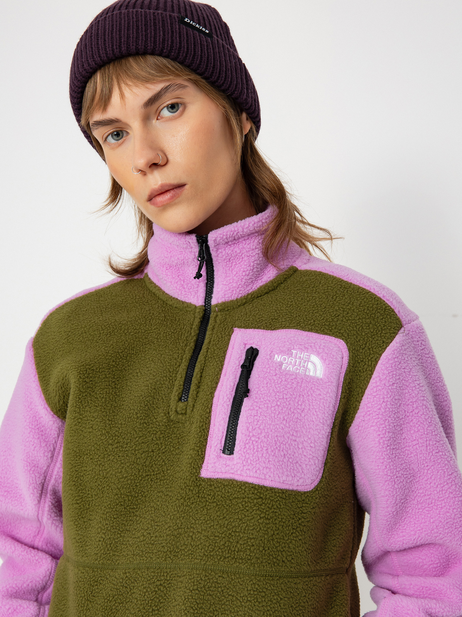 Damski Polar The North Face Yumiori 1/4 Zip (forest olive/dragonfrui)