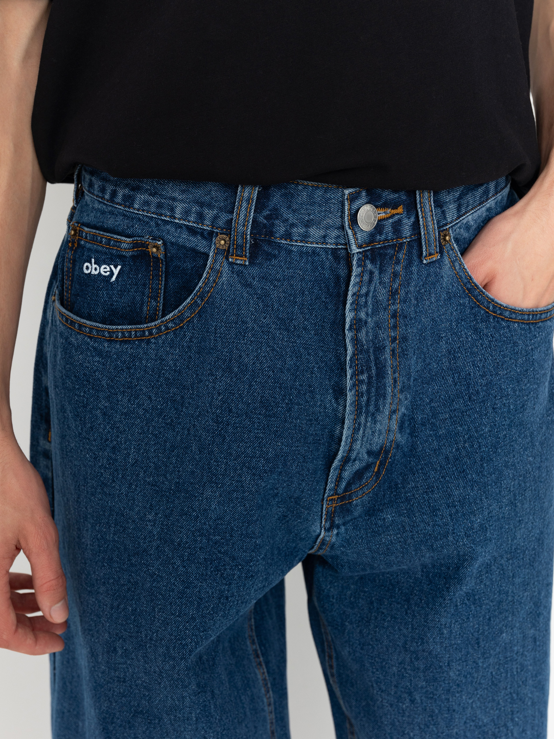 Spodnie OBEY Bigwig Baggy Denim (stone wash indigo)