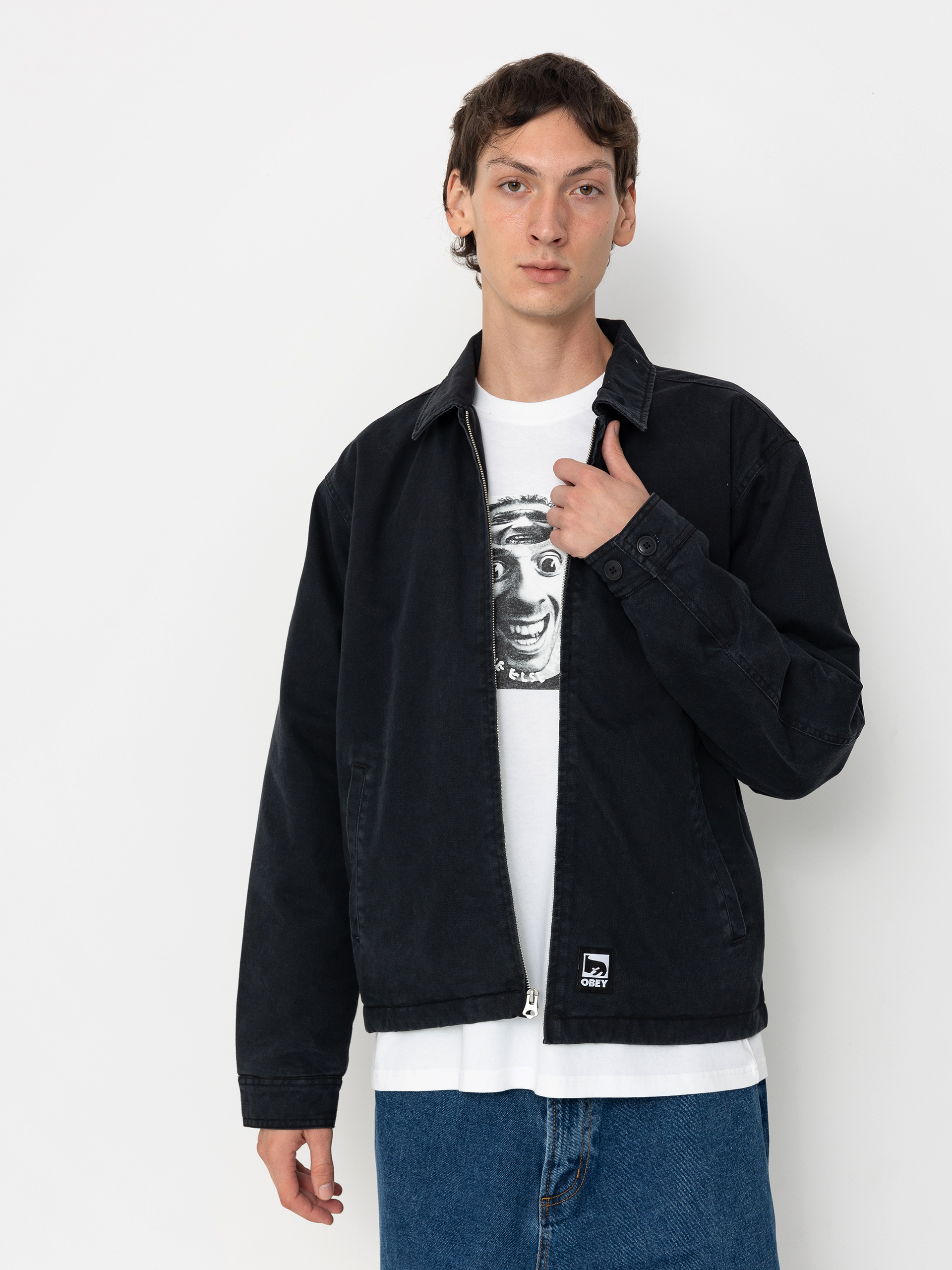 Kurtka OBEY Head Jazz Zip Up (digital black faded wash)