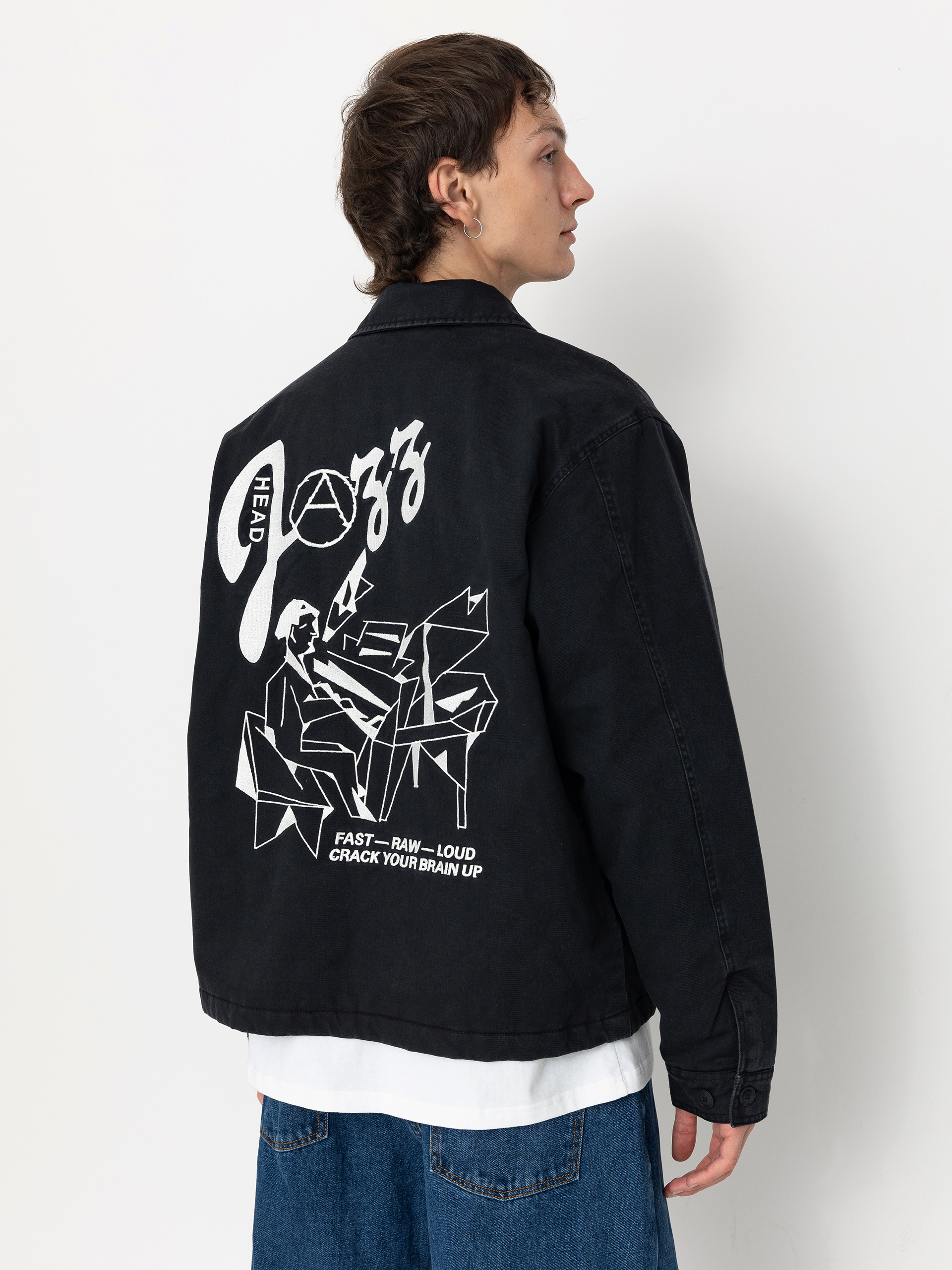 Kurtka OBEY Head Jazz Zip Up (digital black faded wash)