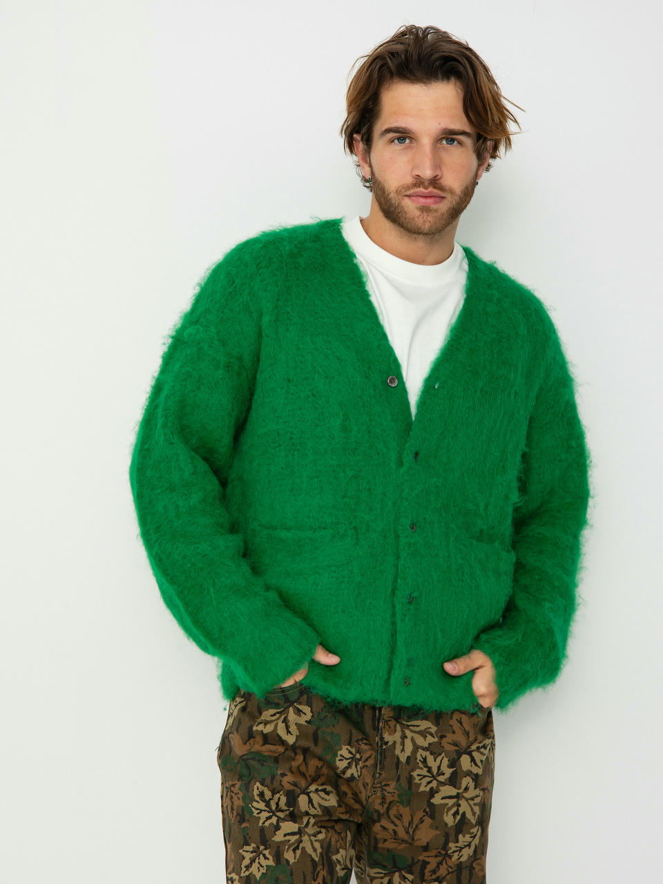 Sweter OBEY Patron Cardigan (bright green)