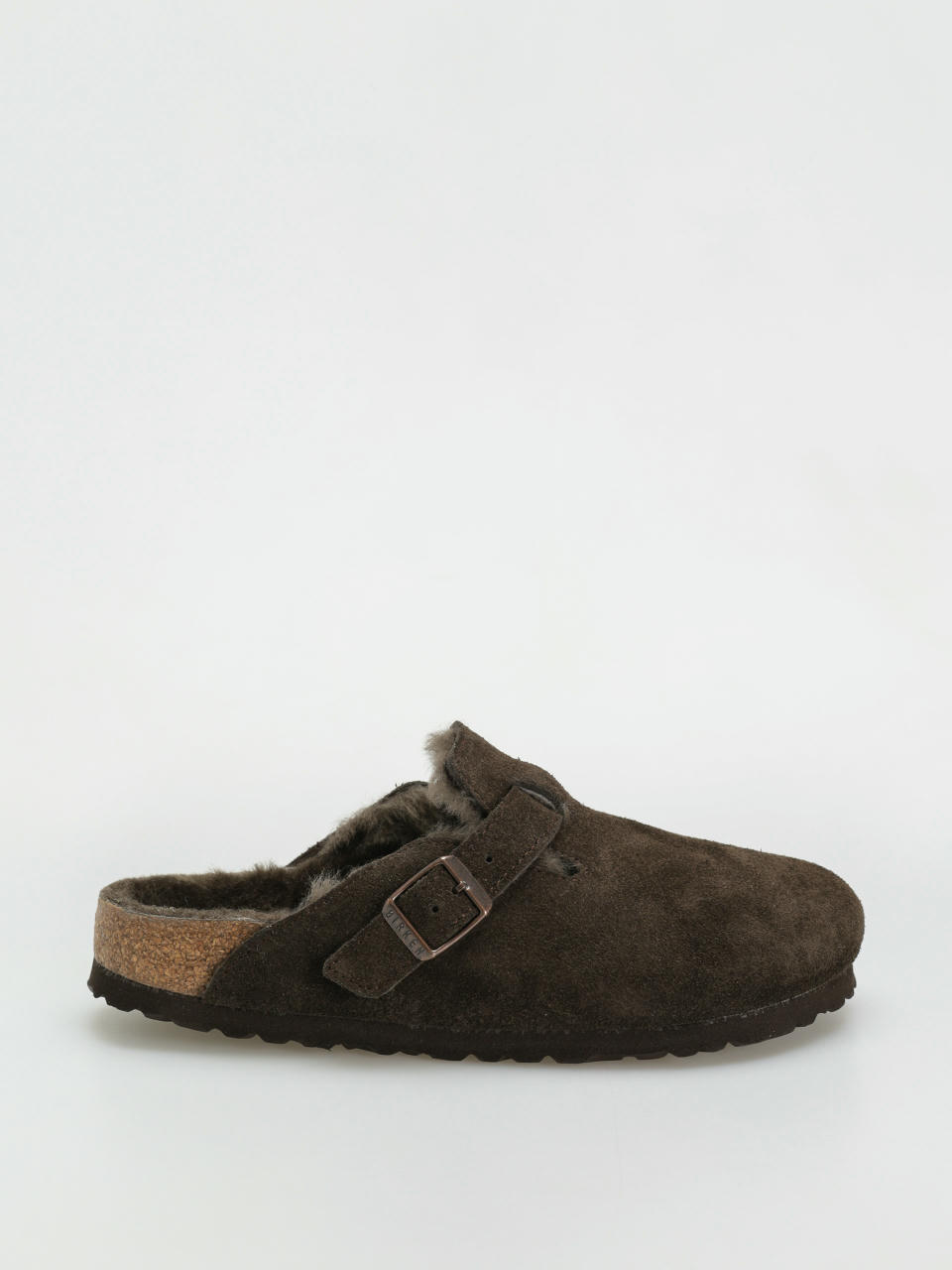 Klapki Birkenstock Boston Shearling Suede Leather Fur Narrow Wmn (mocha)