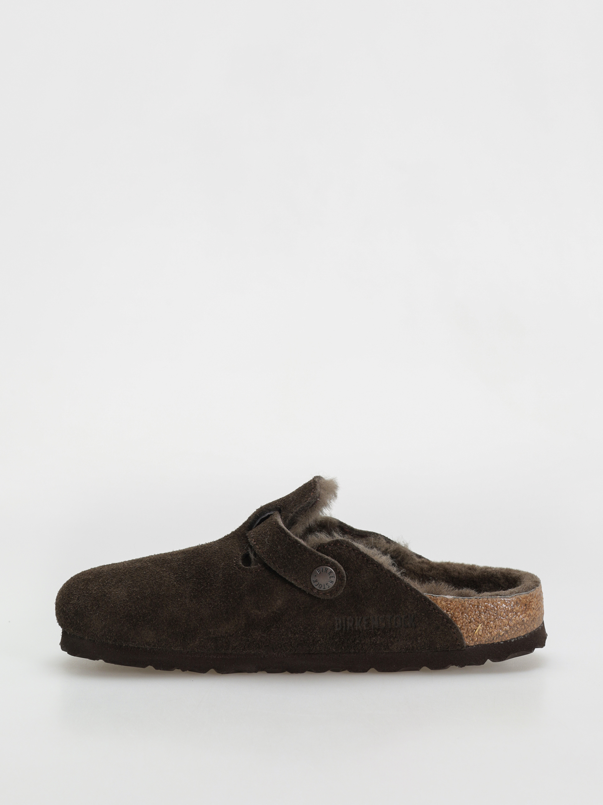 Klapki Birkenstock Boston Shearling Suede Leather Fur Narrow Wmn (mocha)