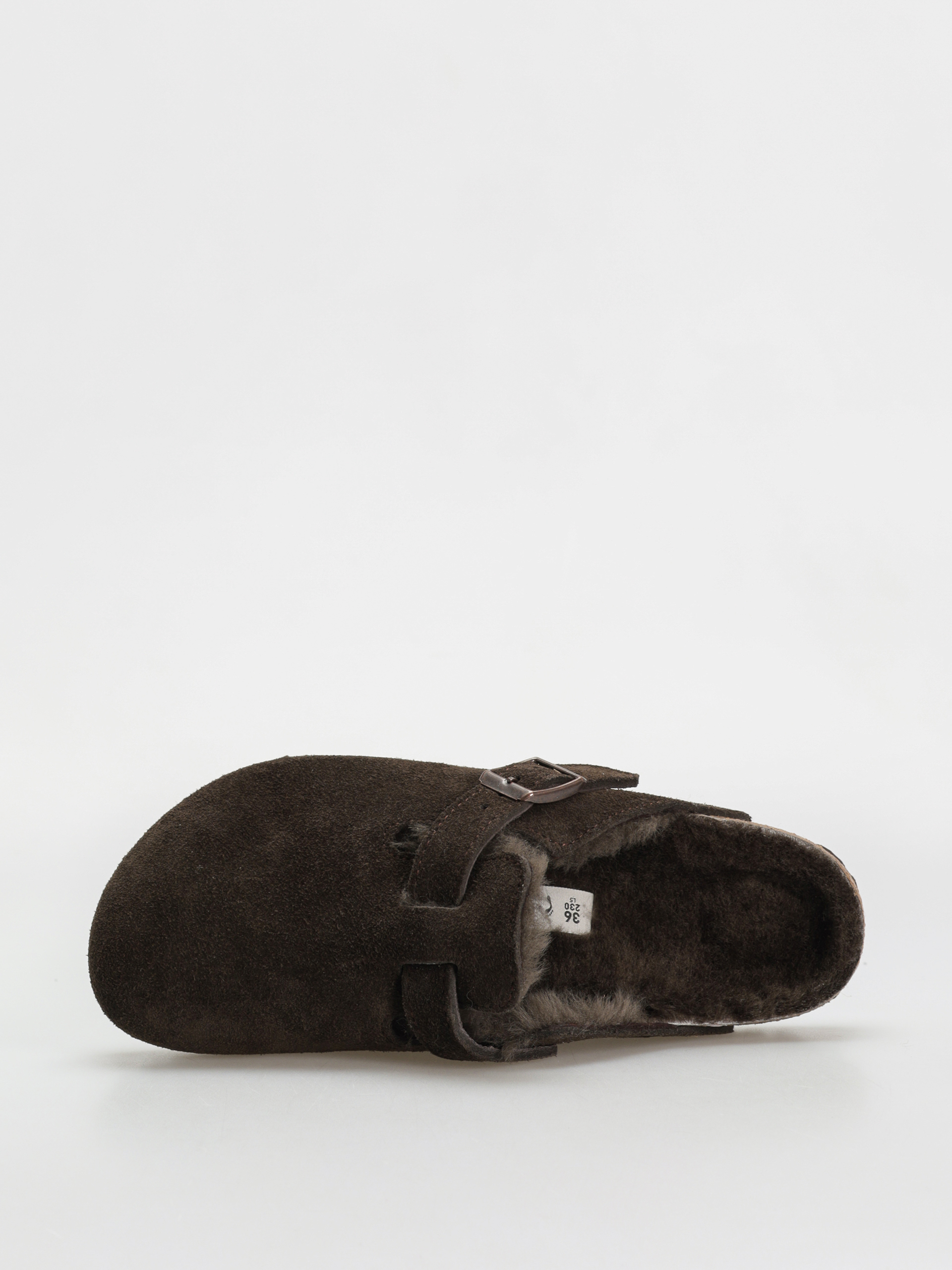 Klapki Birkenstock Boston Shearling Suede Leather Fur Narrow Wmn (mocha)