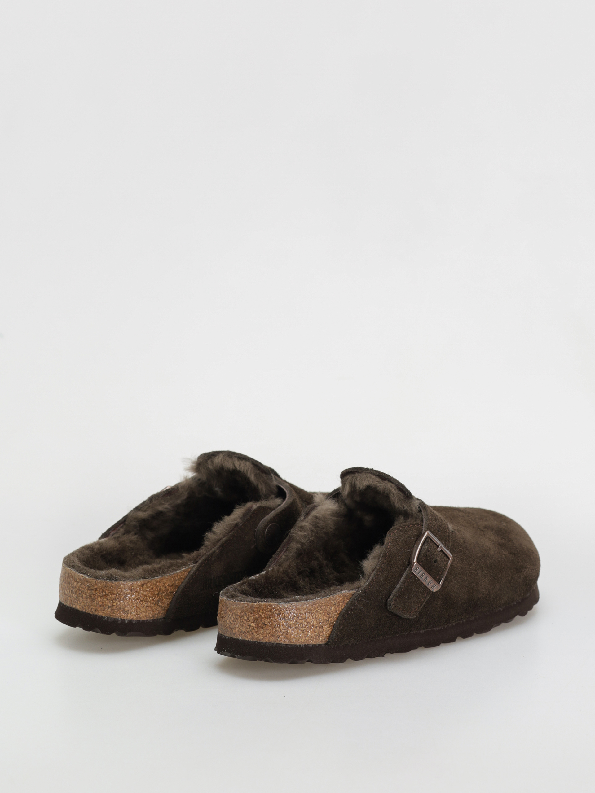 Klapki Birkenstock Boston Shearling Suede Leather Fur Narrow Wmn (mocha)