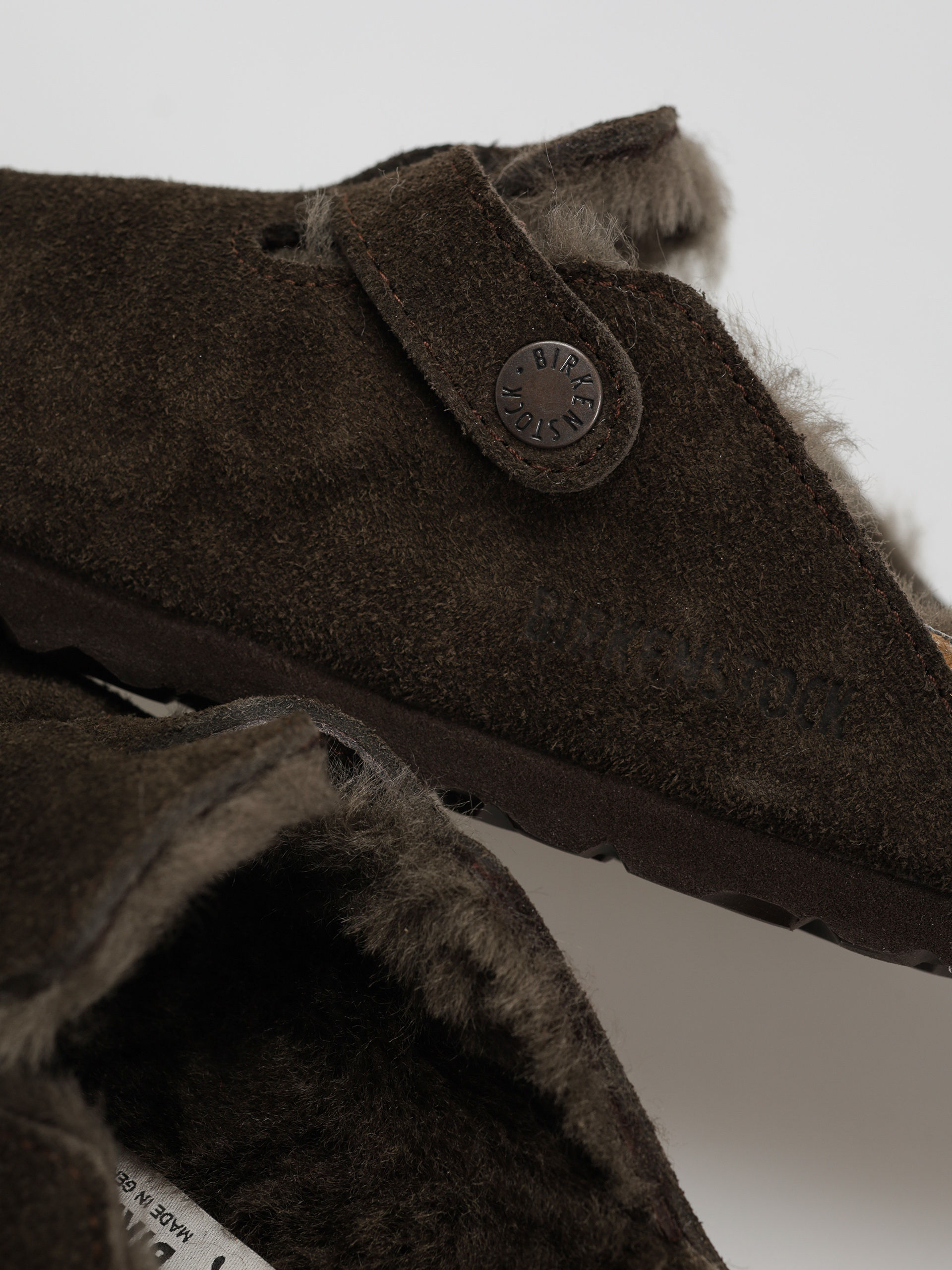 Klapki Birkenstock Boston Shearling Suede Leather Fur Narrow Wmn (mocha)