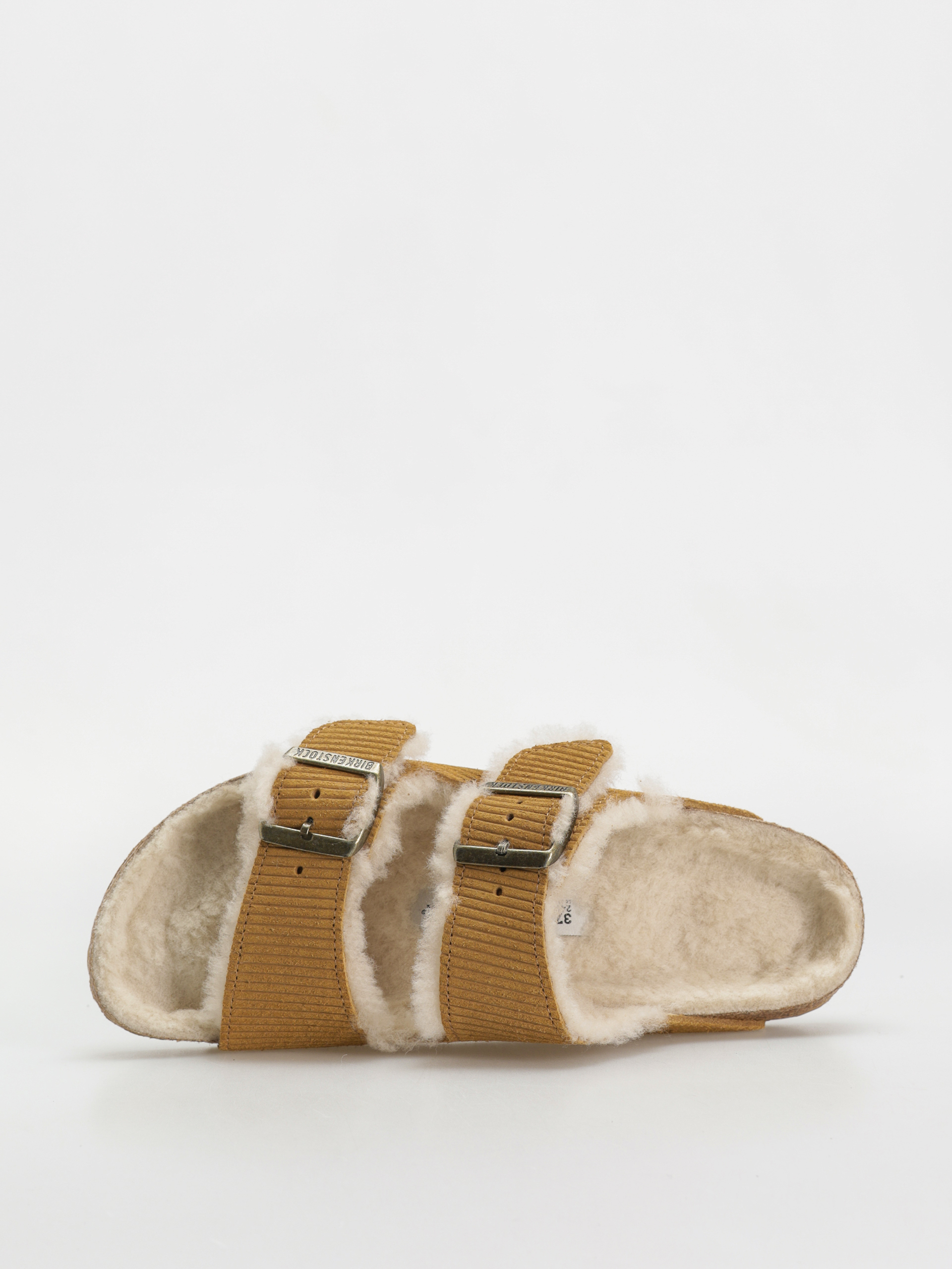 Klapki Birkenstock Arizona Fell Suede Leather Fur Narrow Wmn (corduroy cork brown)