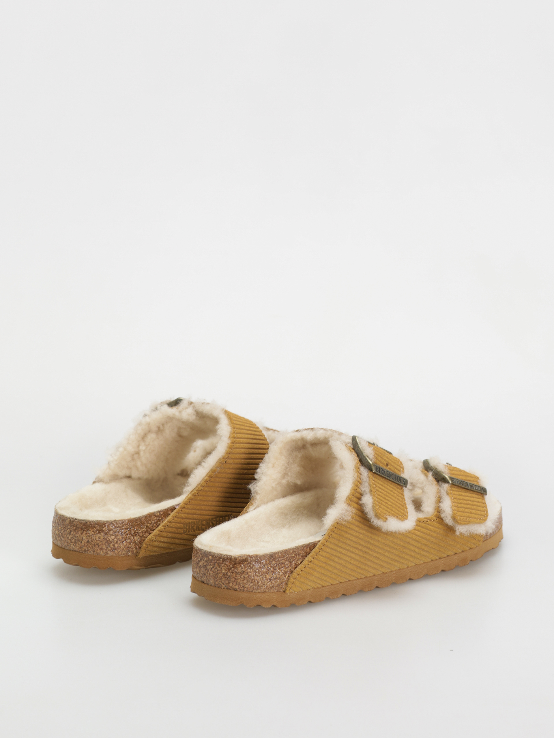 Klapki Birkenstock Arizona Fell Suede Leather Fur Narrow Wmn (corduroy cork brown)