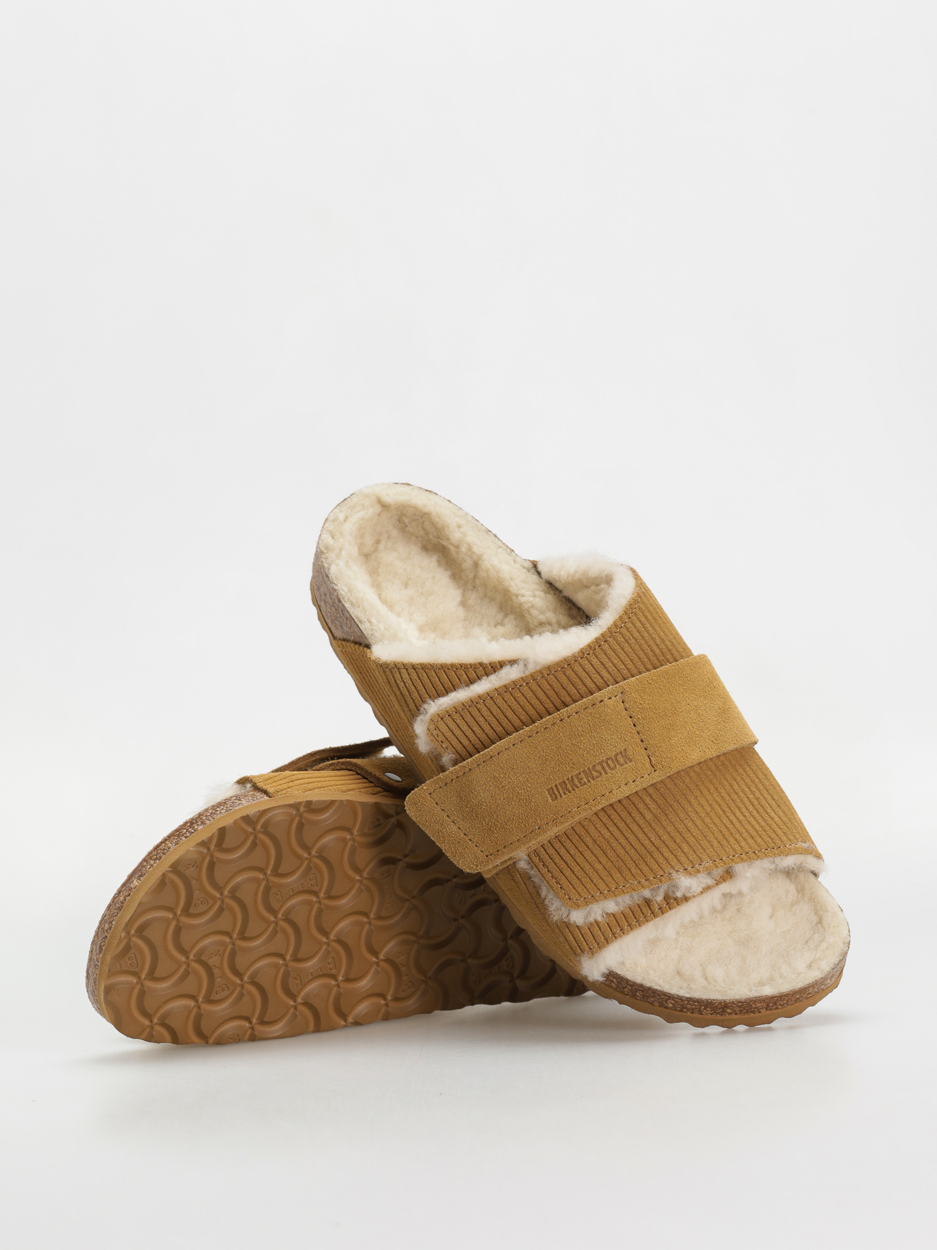 Klapki Birkenstock Kyoto Shearling Suede Leather Fur Narrow Wmn (corduroy cork brown)