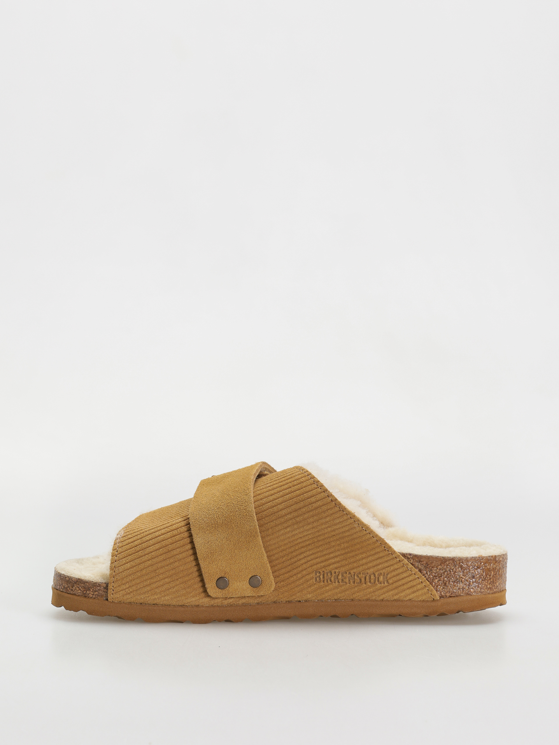 Klapki Birkenstock Kyoto Shearling Suede Leather Fur Narrow Wmn (corduroy cork brown)
