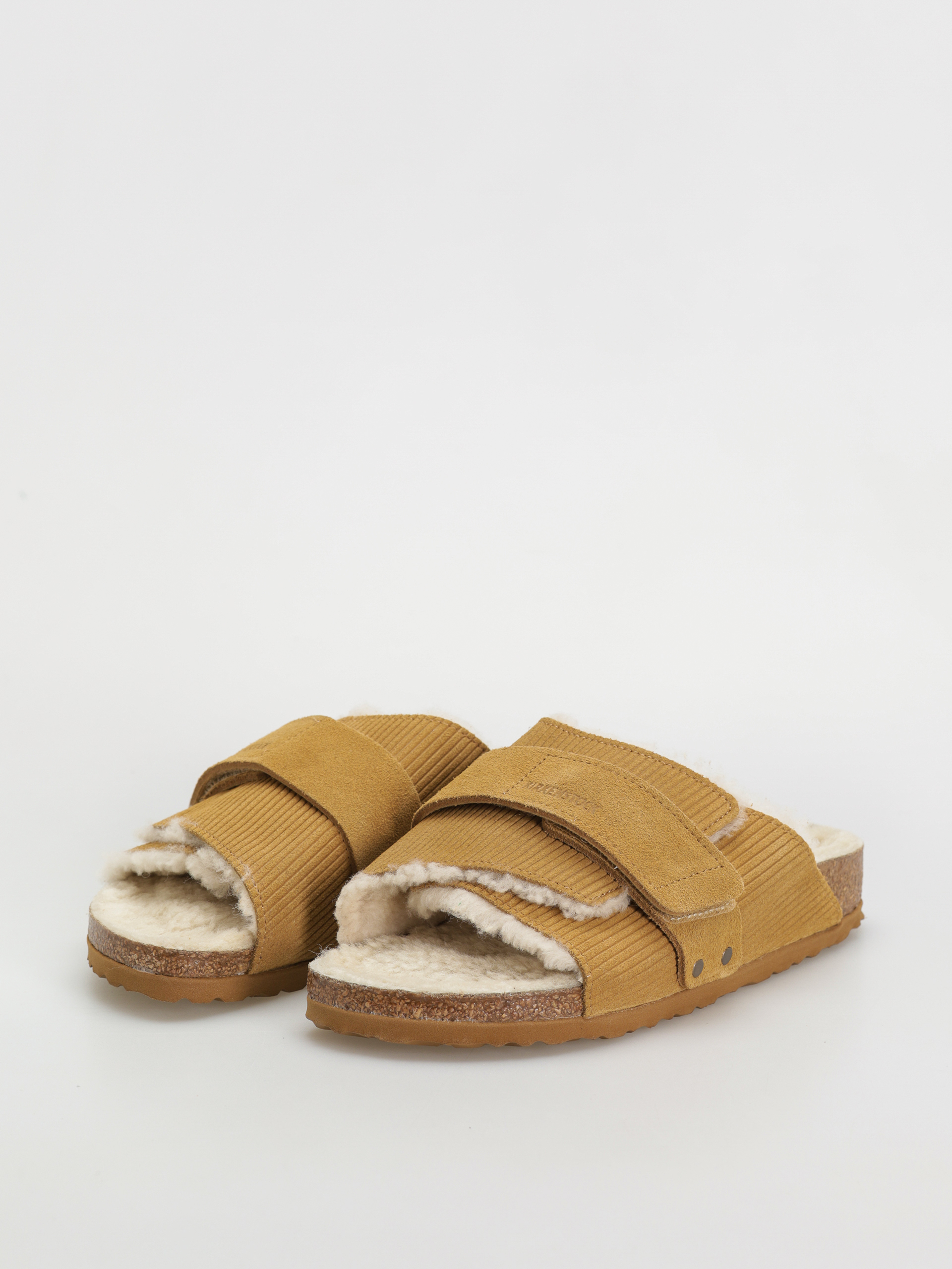 Klapki Birkenstock Kyoto Shearling Suede Leather Fur Narrow Wmn (corduroy cork brown)