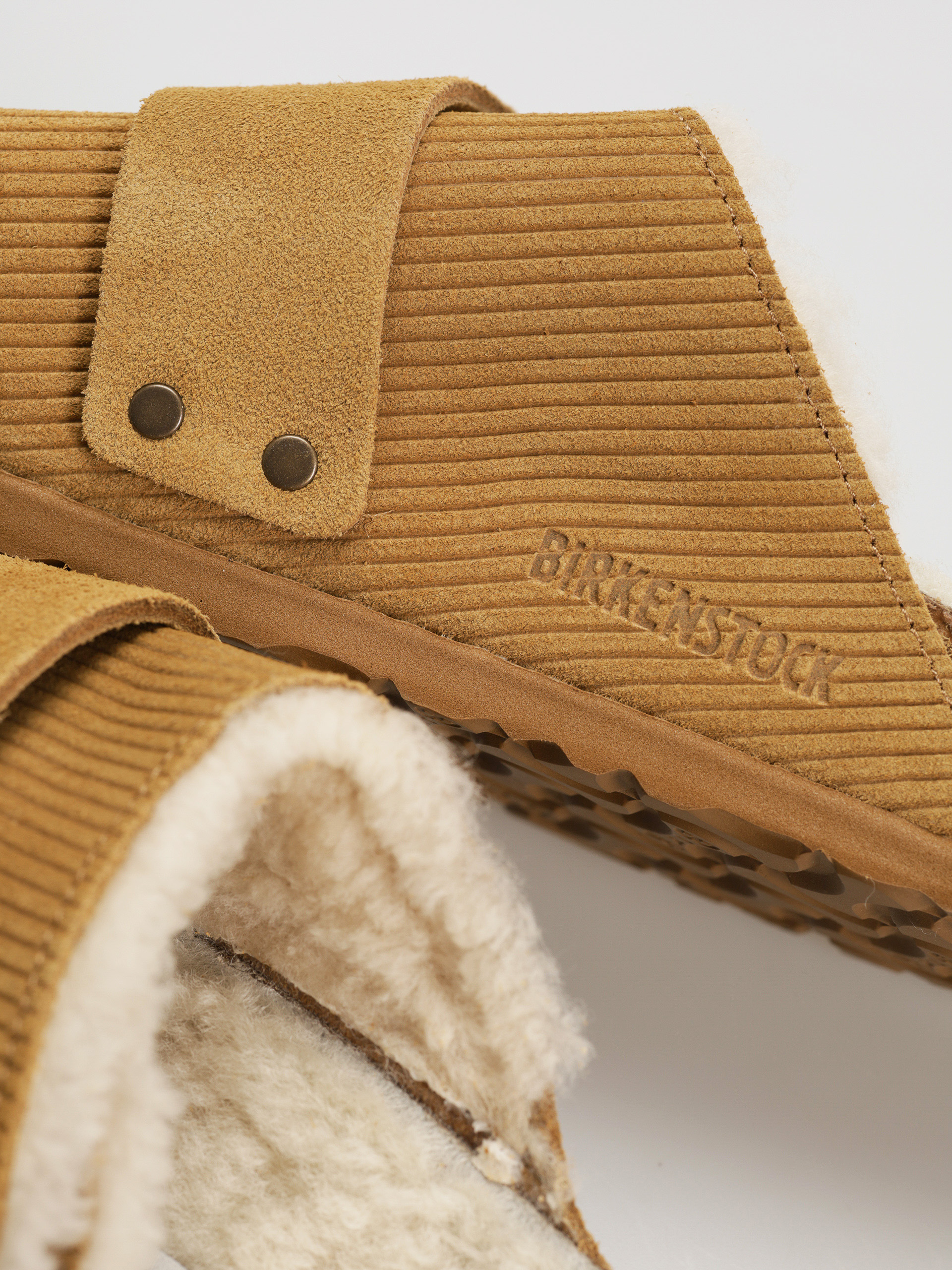 Klapki Birkenstock Kyoto Shearling Suede Leather Fur Narrow Wmn (corduroy cork brown)