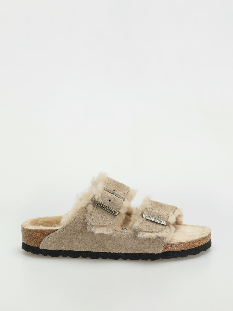 Klapki Birkenstock Arizona Shearling Suede Leather Fur Narrow Wmn (taupe)