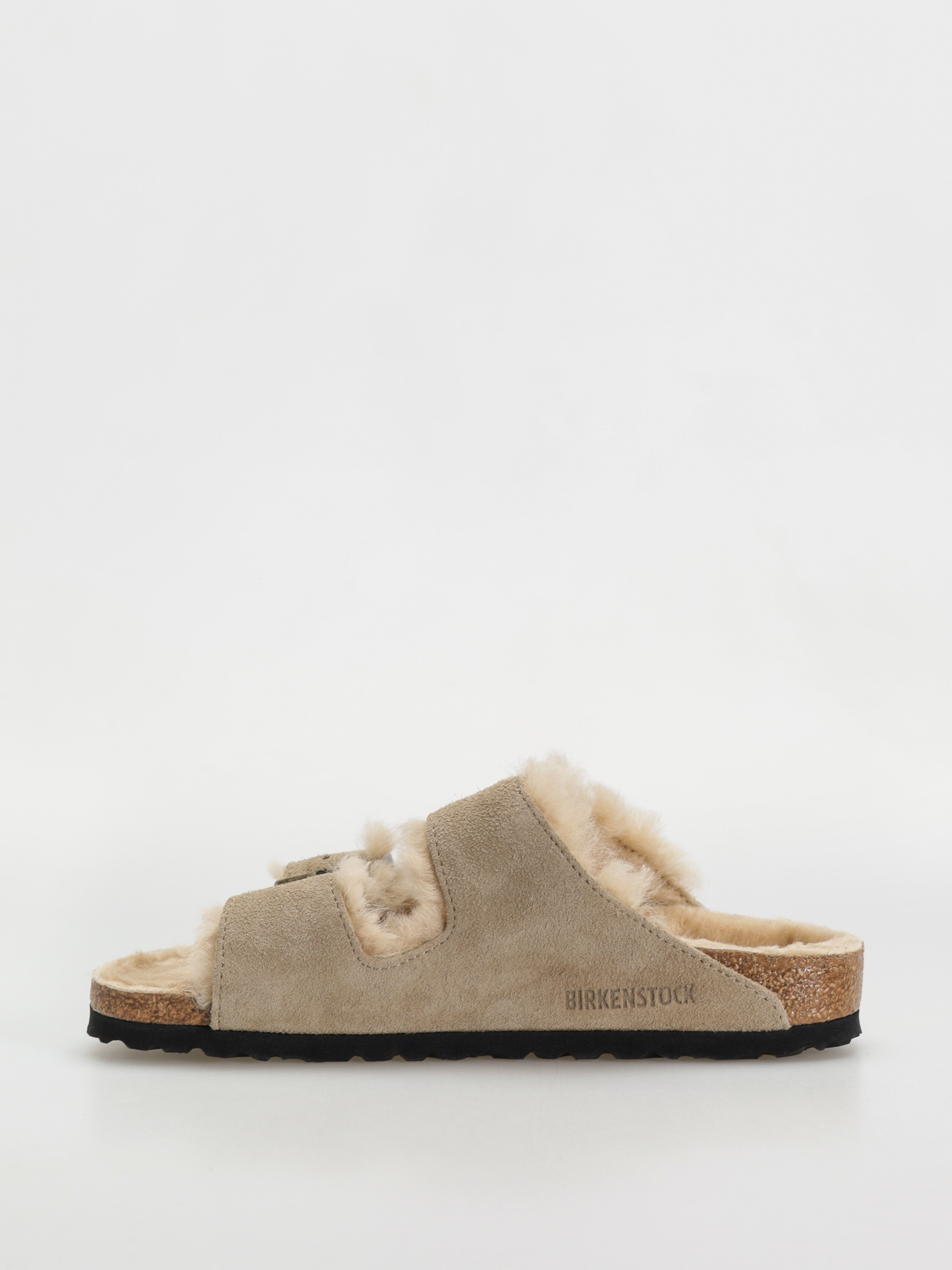 Klapki Birkenstock Arizona Shearling Suede Leather Fur Narrow Wmn (taupe)