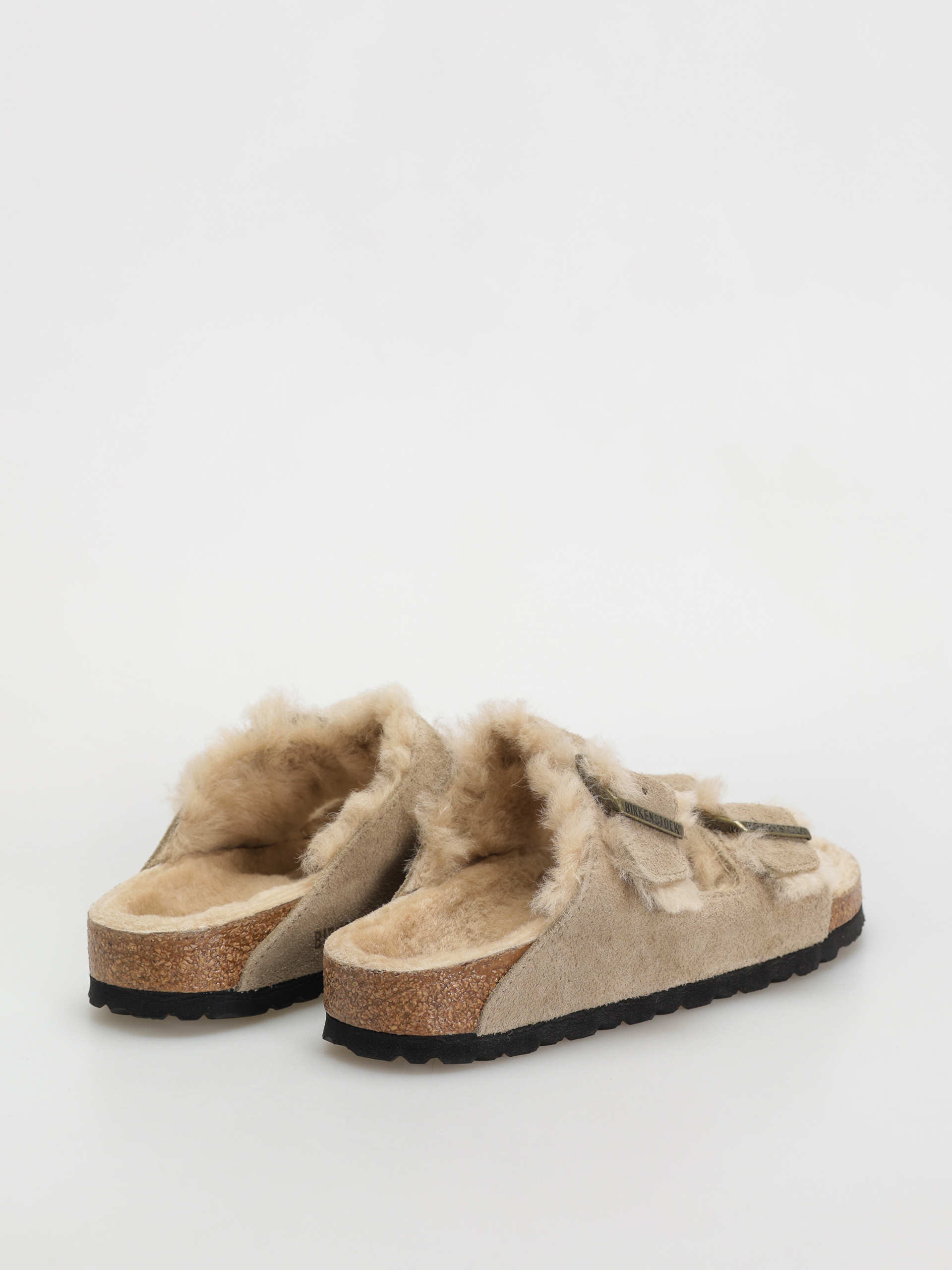 Klapki Birkenstock Arizona Shearling Suede Leather Fur Narrow Wmn (taupe)