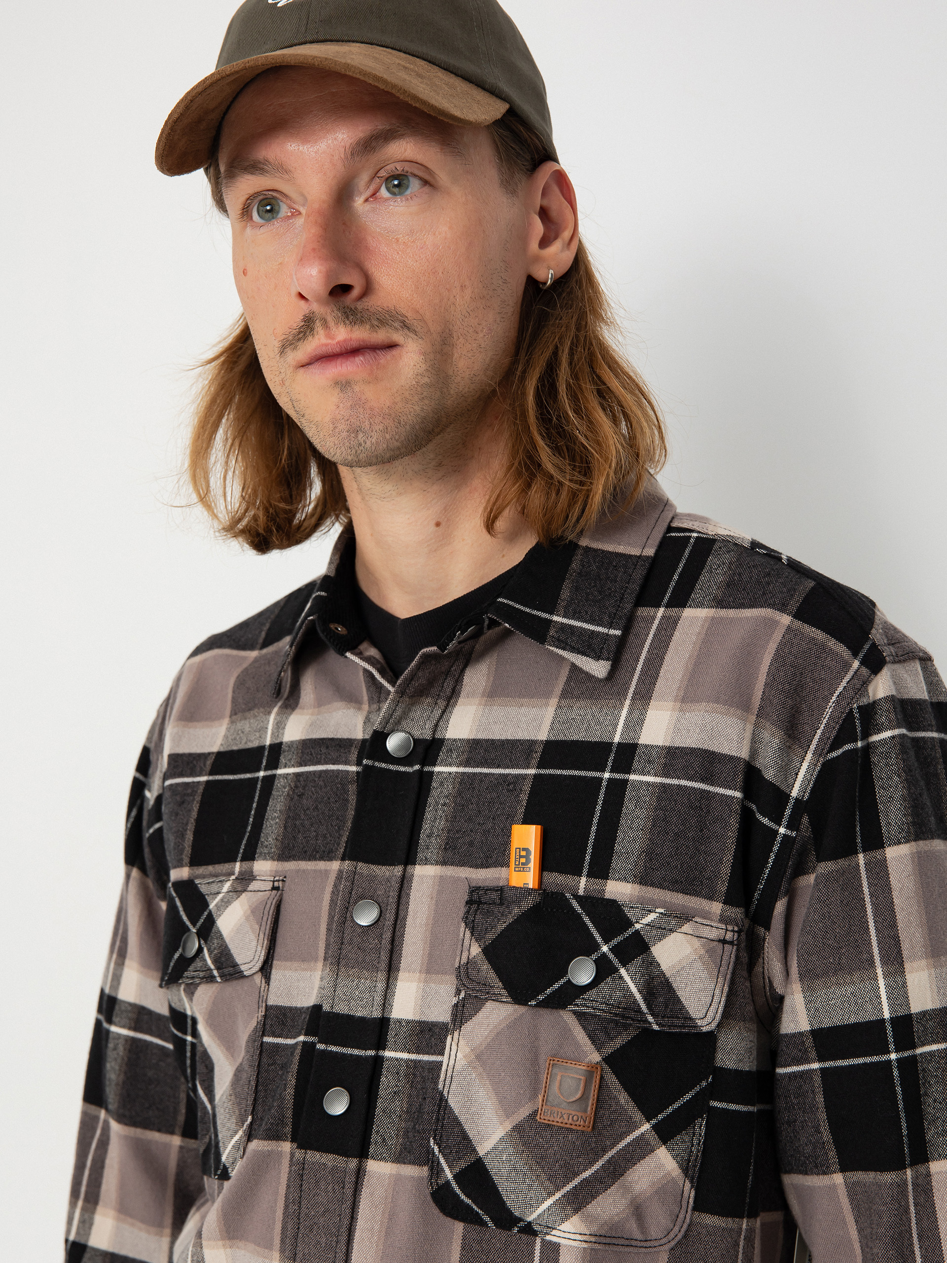 Koszula Brixton Builders Bowery Str Wr Ls (black/charcoal/beige)