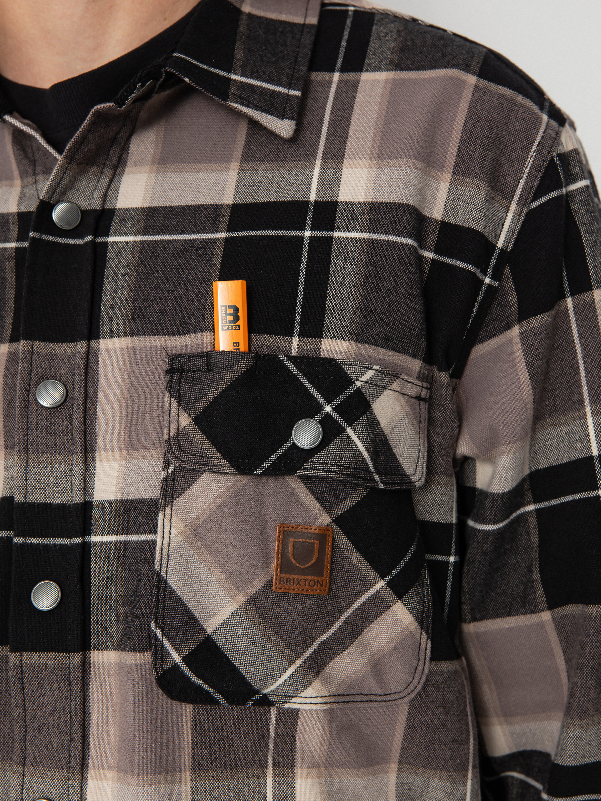 Koszula Brixton Builders Bowery Str Wr Ls (black/charcoal/beige)