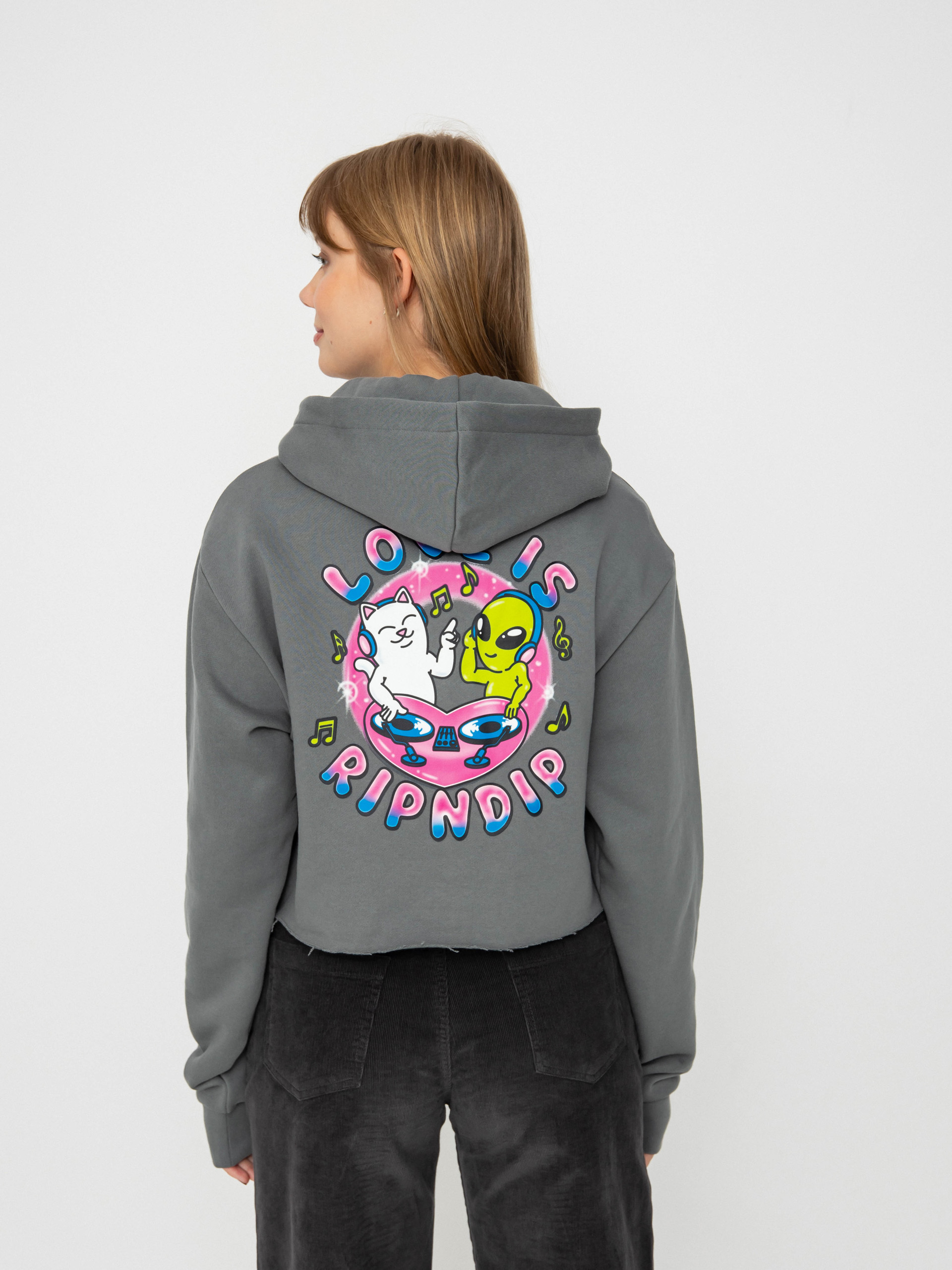 Bluza z kapturem RipNDip Love Is Ripndip Cropped HD Wmn (charcoal)