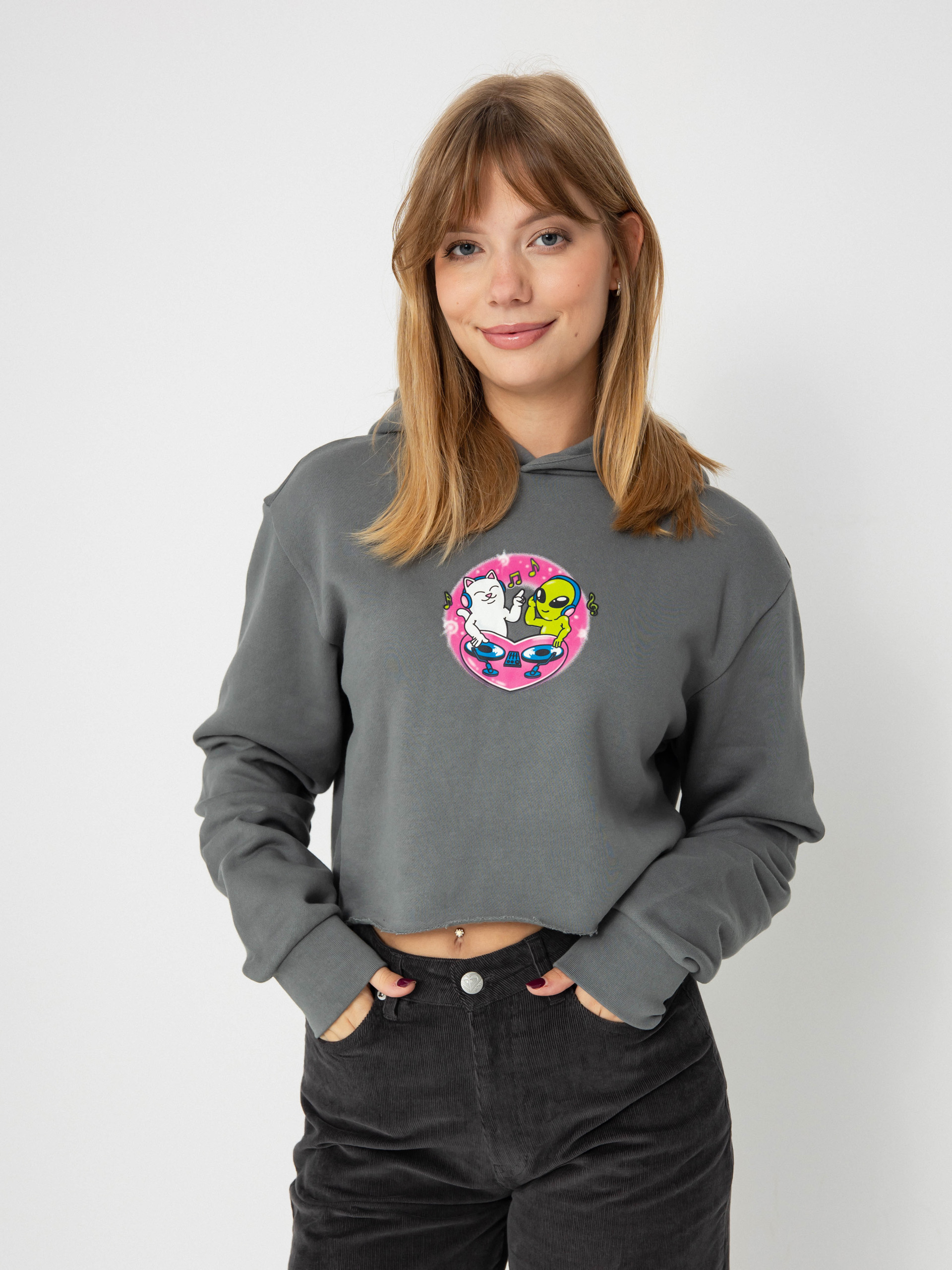 Bluza z kapturem RipNDip Love Is Ripndip Cropped HD Wmn (charcoal)