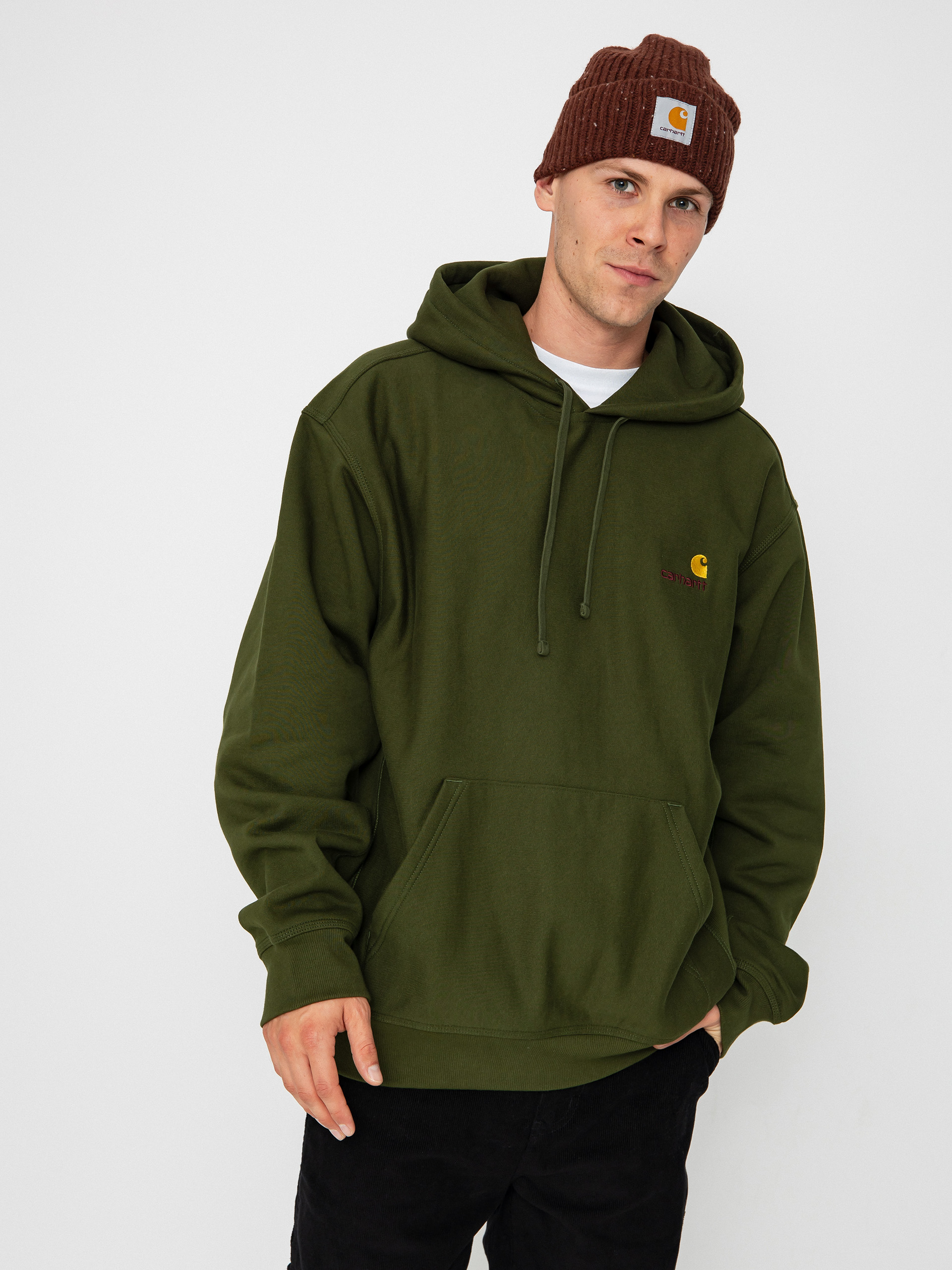 Bluza z kapturem Carhartt WIP American Script HD (tarragon)