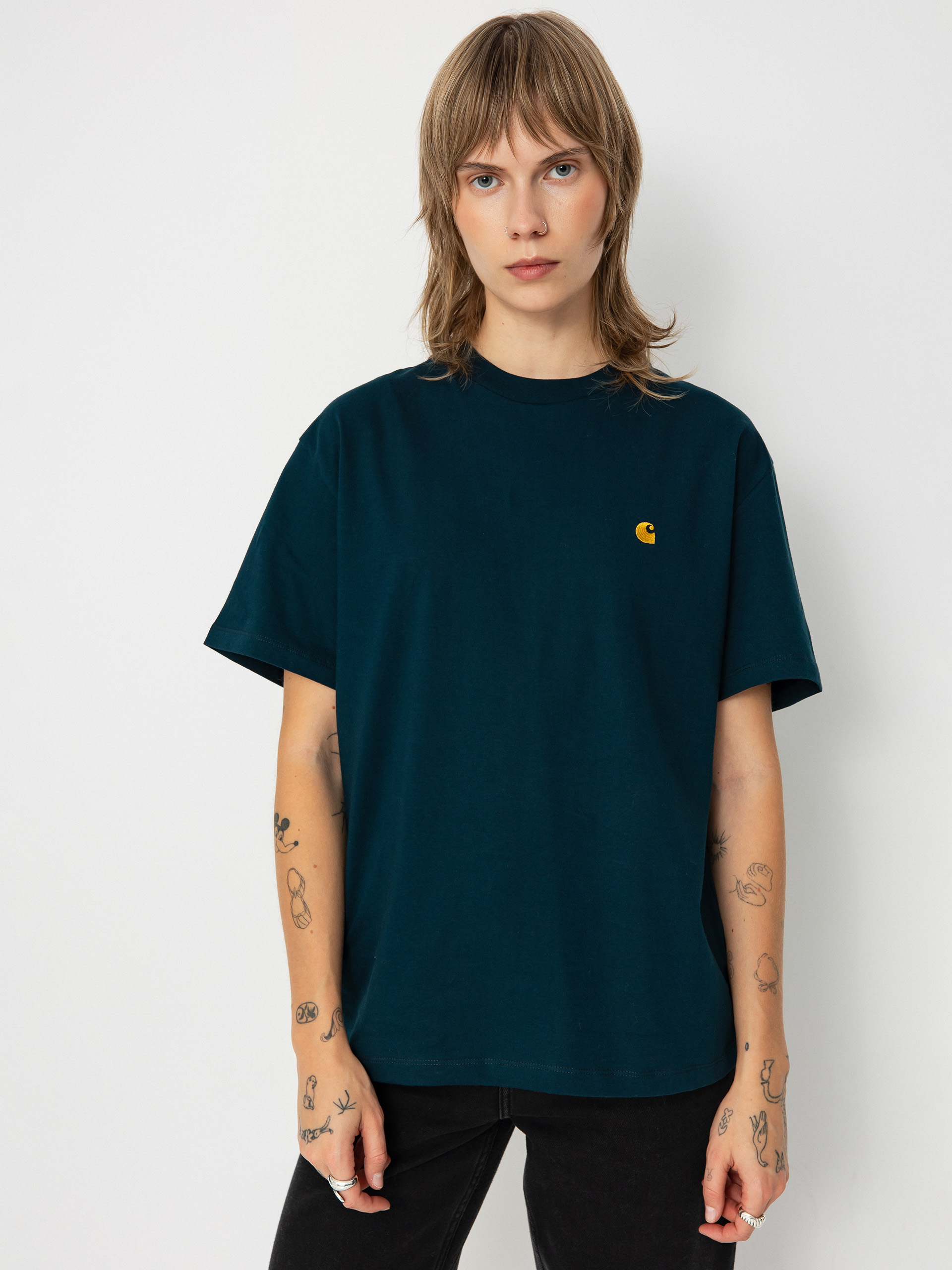 T-shirt Carhartt WIP Chase Wmn (duck blue/gold)