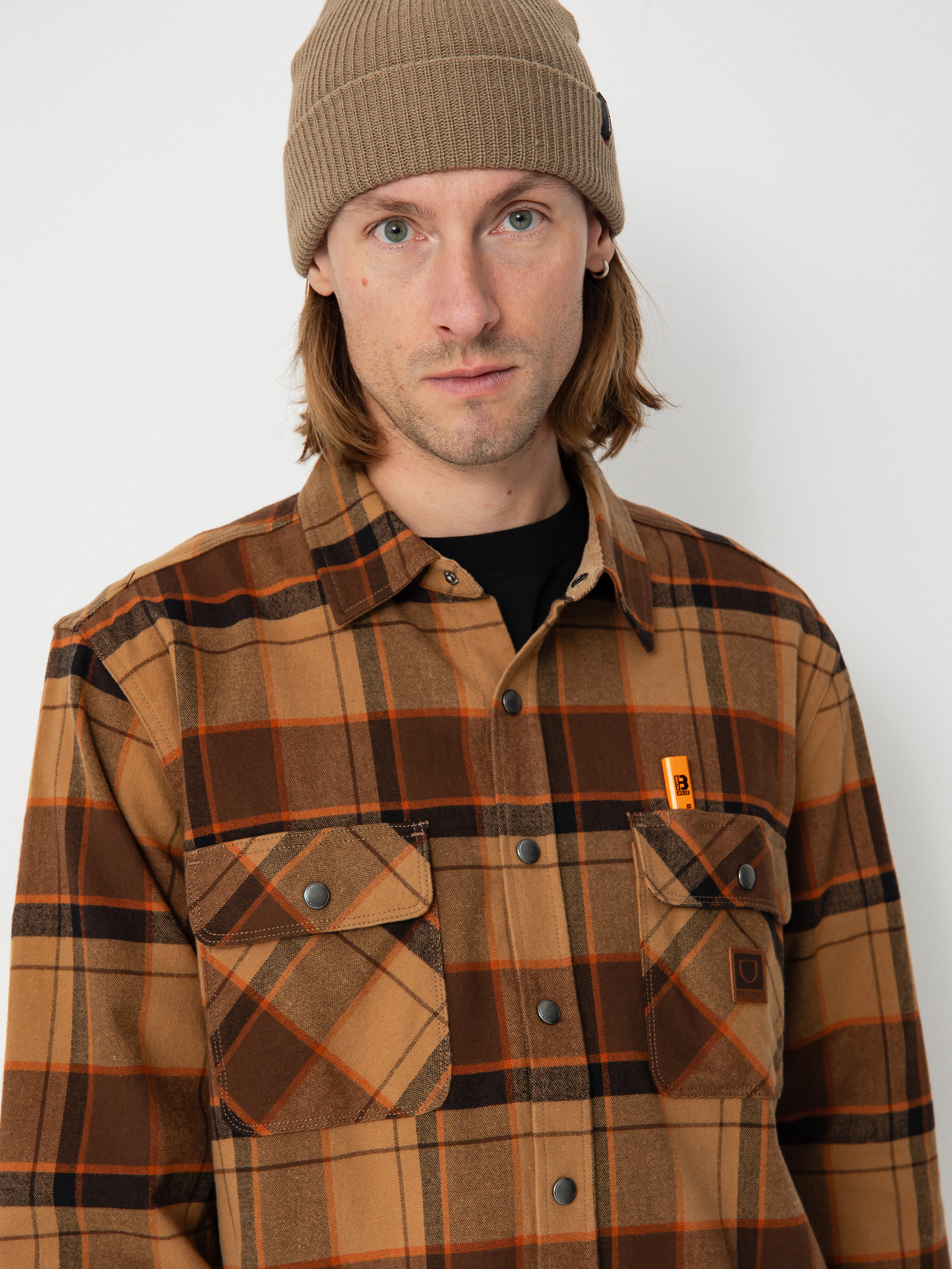 Koszula Brixton Builders Bowery Str Wr Ls (burro brown/pinecone brown/bla)