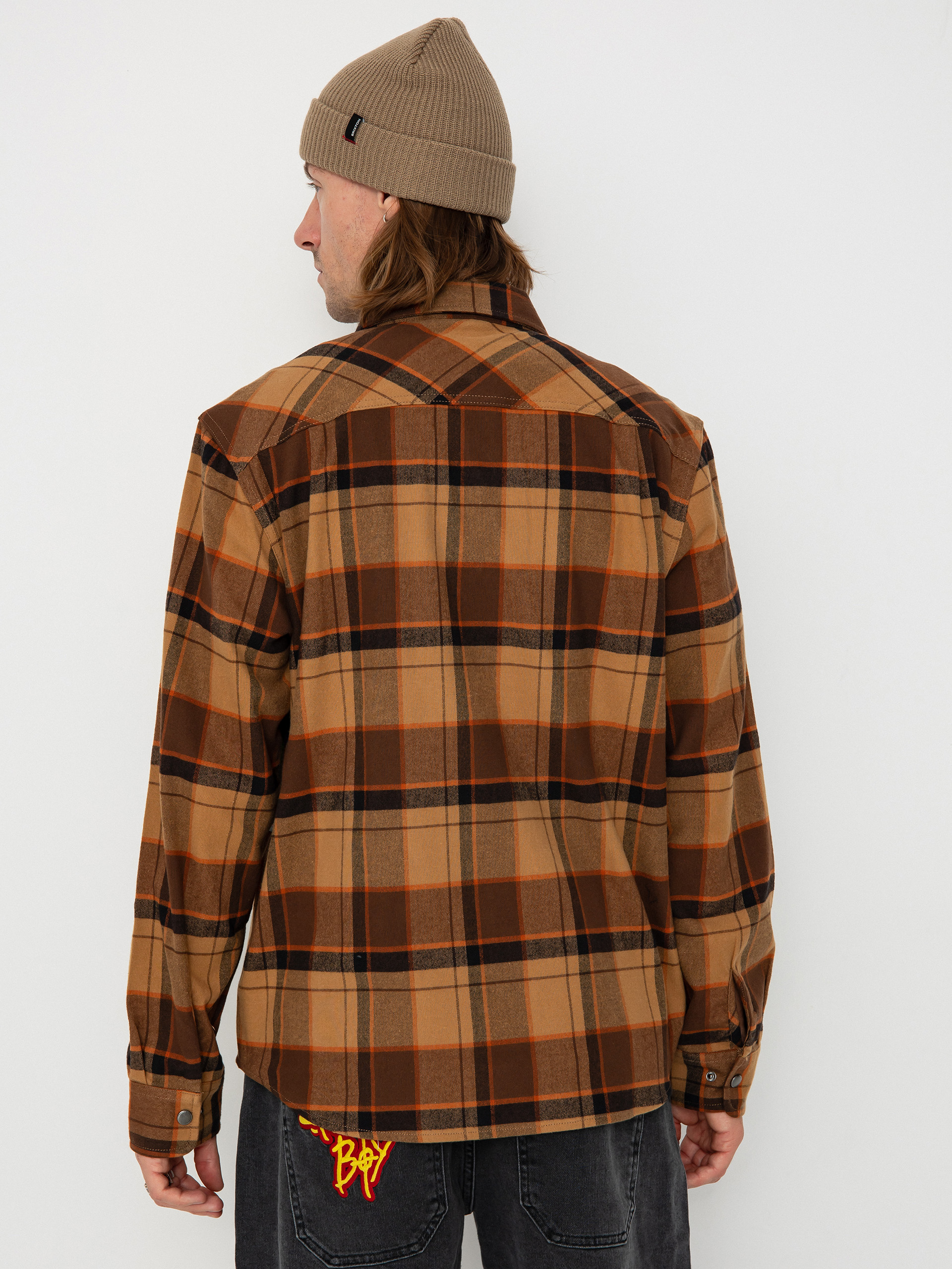 Koszula Brixton Builders Bowery Str Wr Ls (burro brown/pinecone brown/bla)