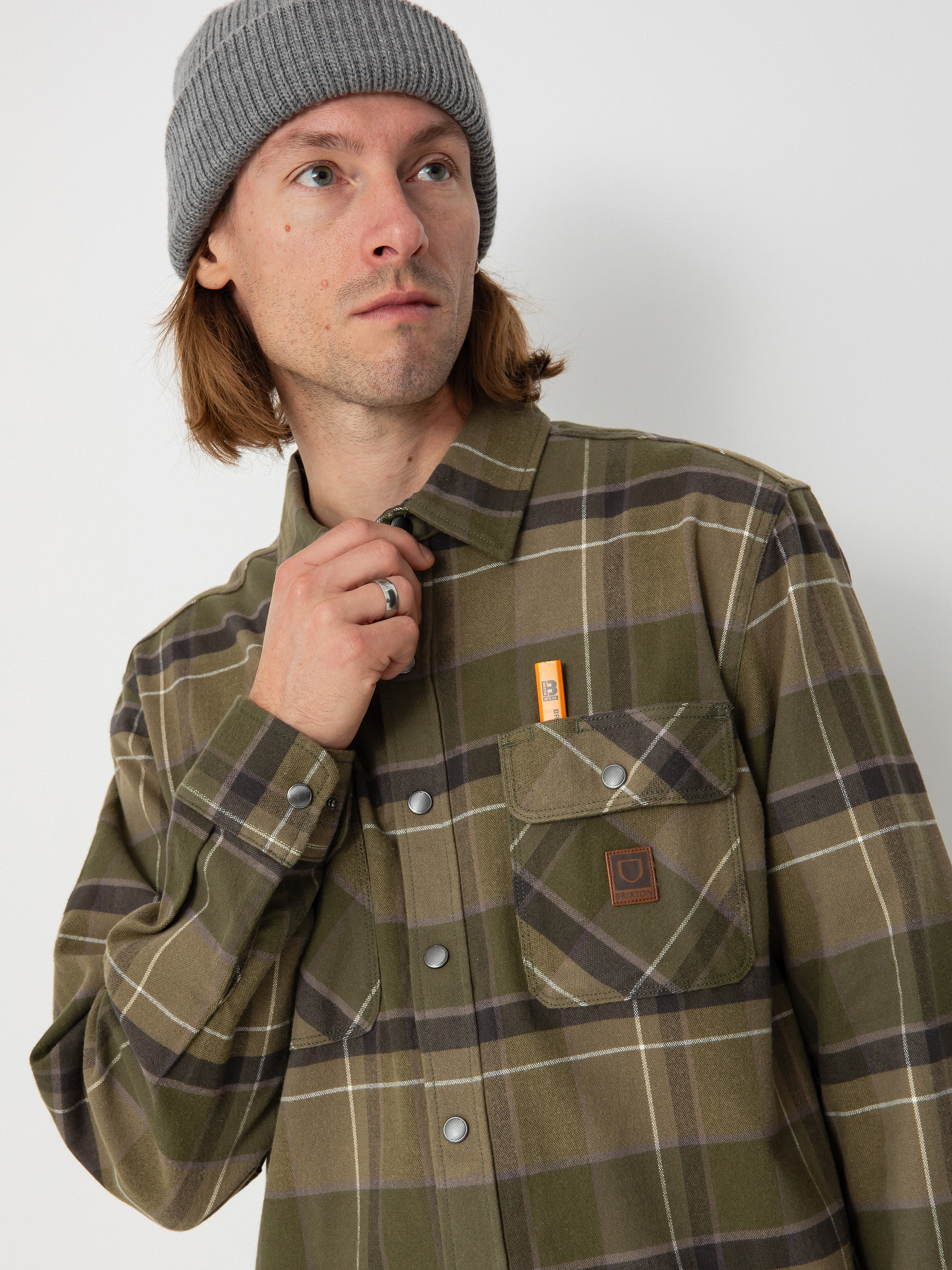 Koszula Brixton Builders Bowery Str Wr Ls (dill/olive surplus/washed blac)