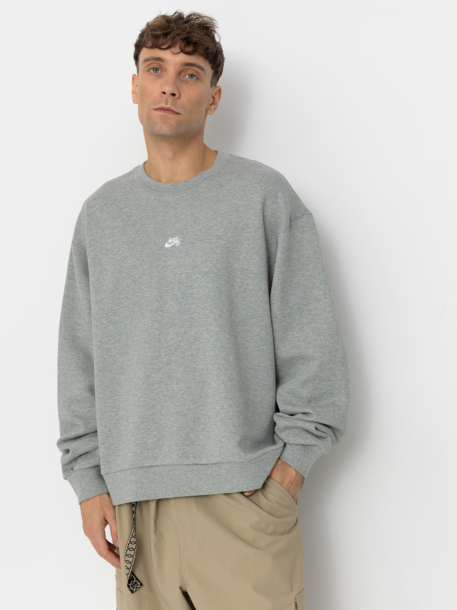 Bluza Nike SB Essential Logo Crew (dk grey heather/white)