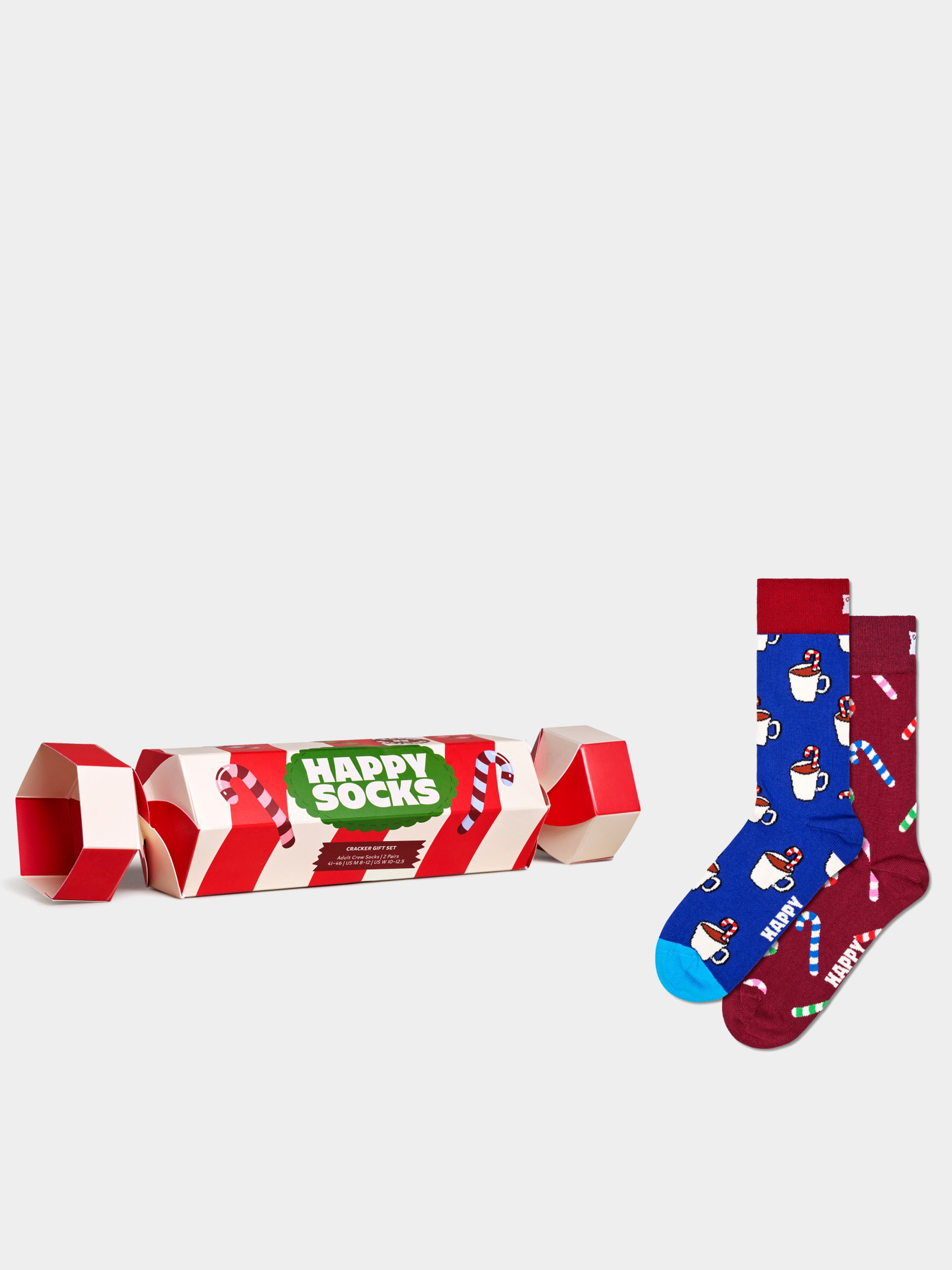 Skarpetki Happy Socks 2-Pack Holiday Striped Cracker Gift Set (dark red)