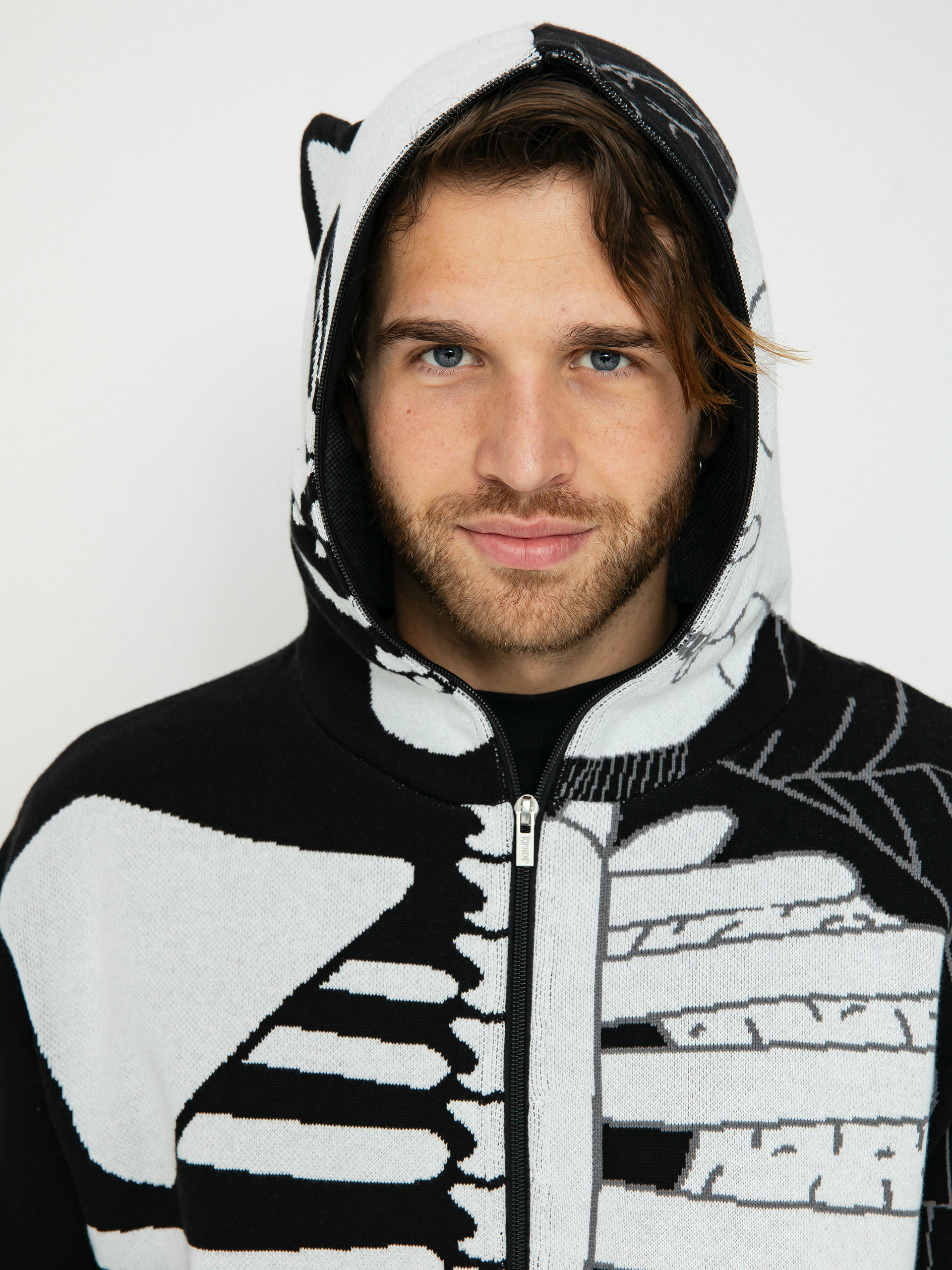 Bluza z kapturem RipNDip Skelly Nerm Knit HD (black/white)